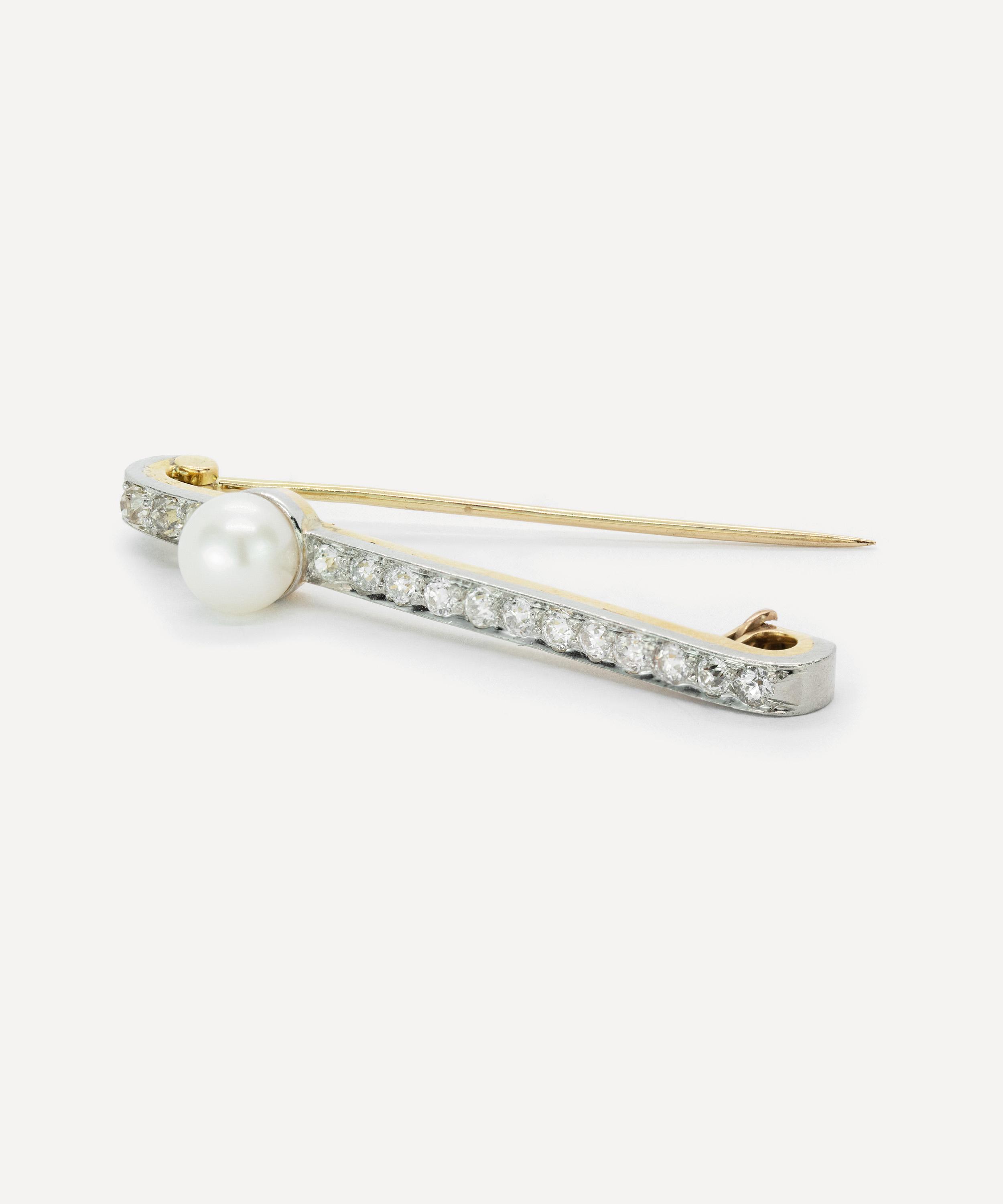 Kojis - Platinum Antique Pearl Bar Brooch image number 1