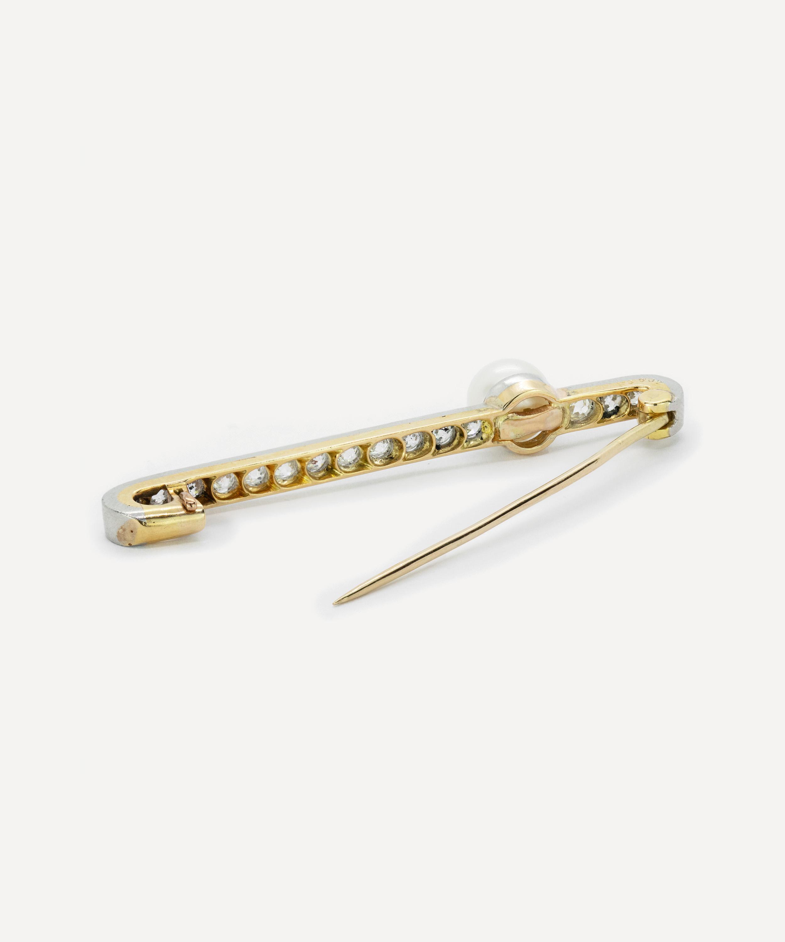 Kojis - Platinum Antique Pearl Bar Brooch image number 2