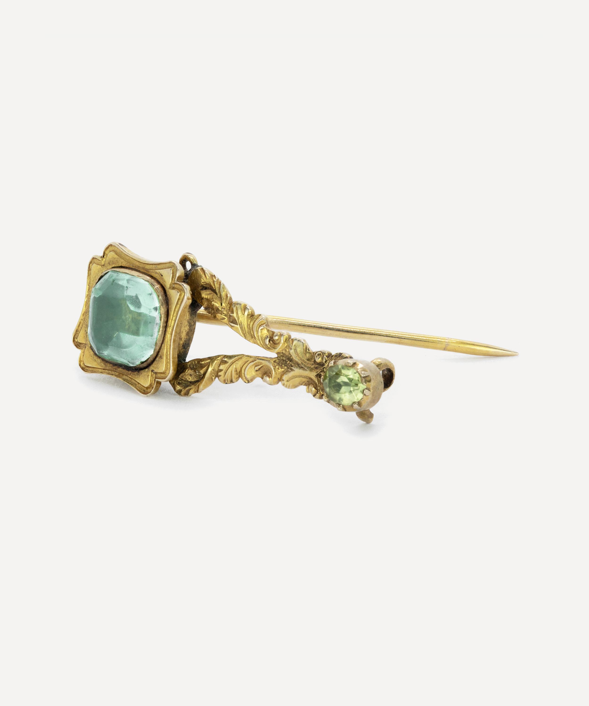 Kojis - Gold Green Gem Halley&rsquo;s Comet Brooch image number 1