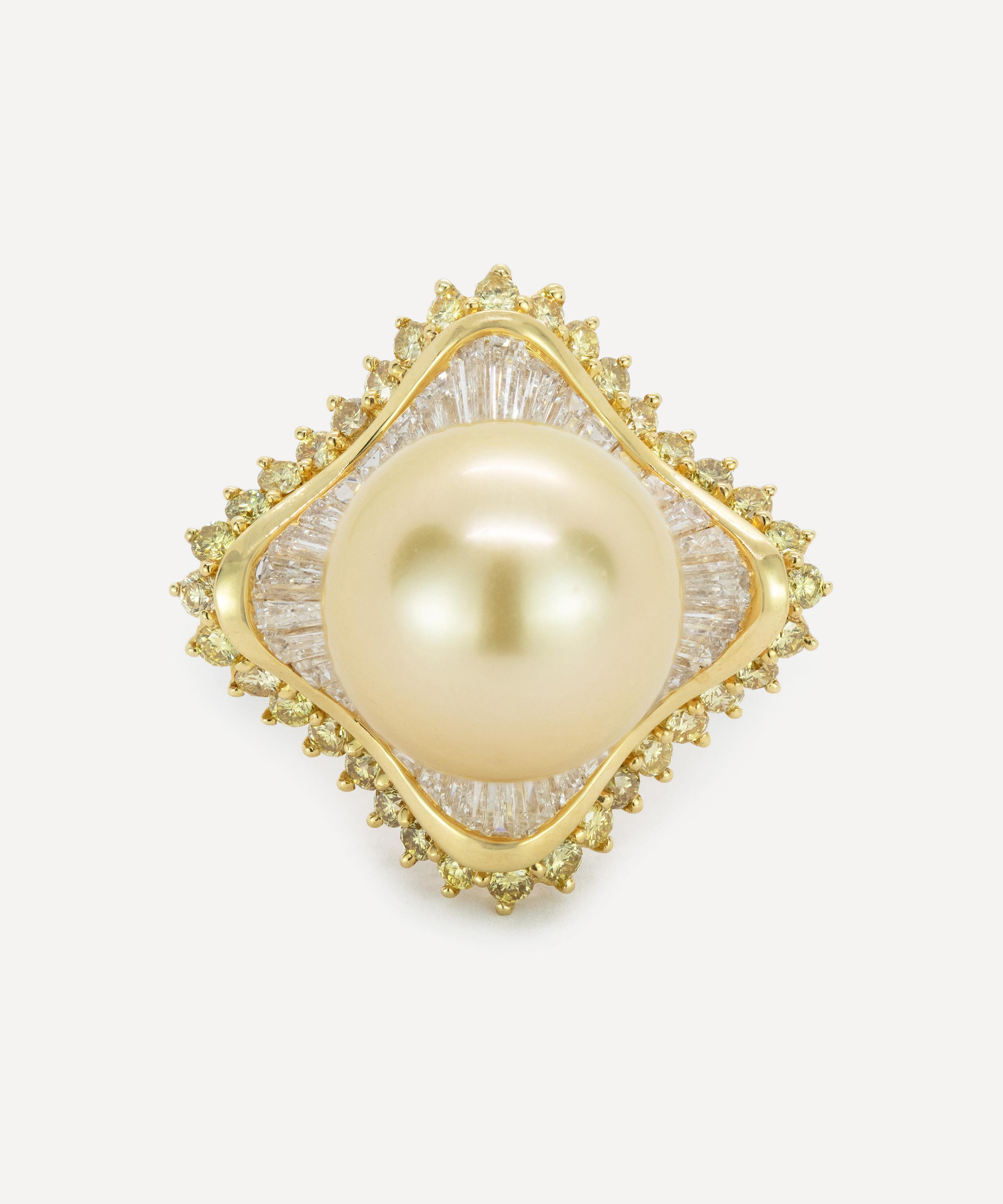 Kojis - 18ct Gold Golden Pearl and Diamond Ballerina Ring