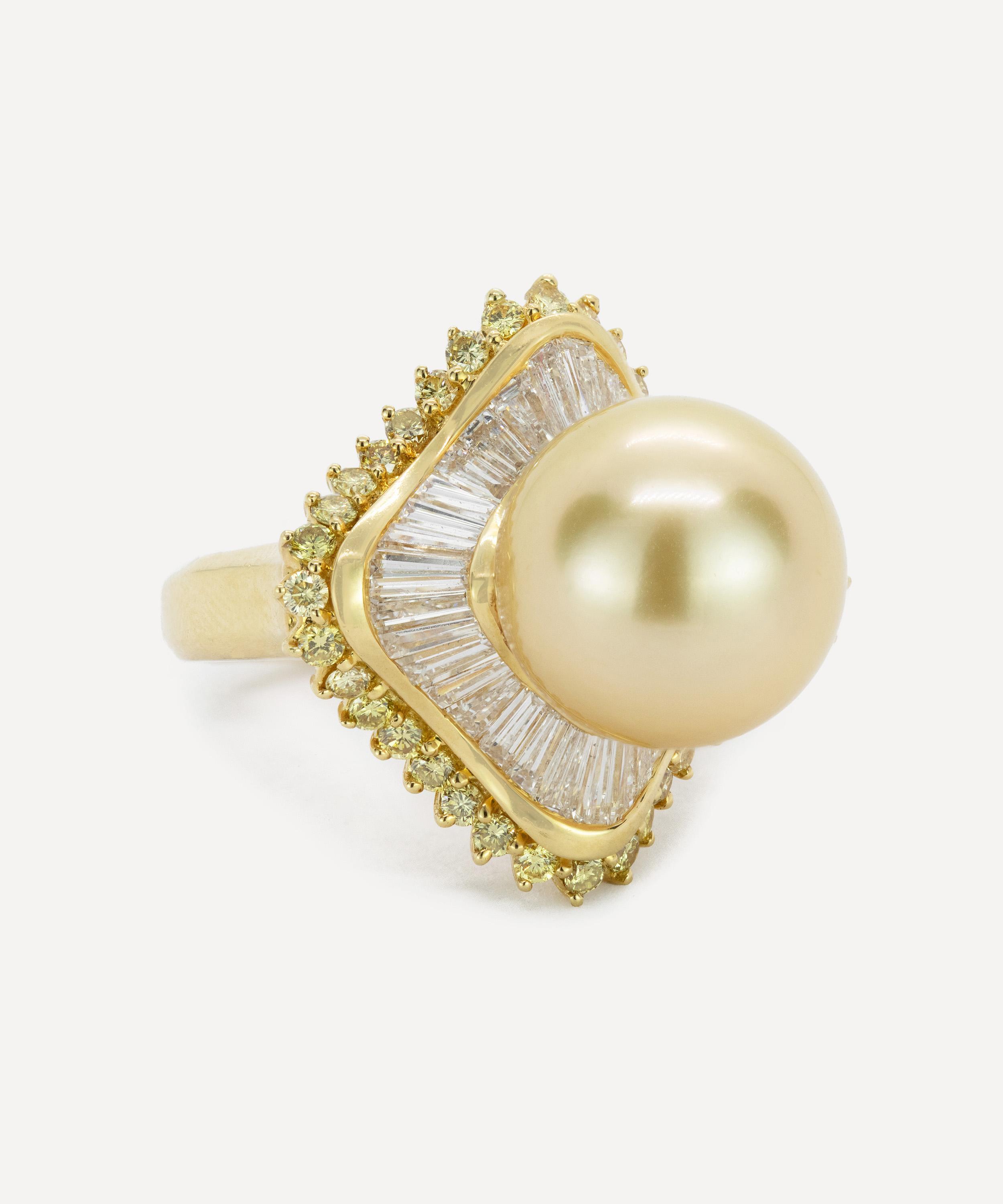 Kojis - 18ct Gold Golden Pearl and Diamond Ballerina Ring image number 1