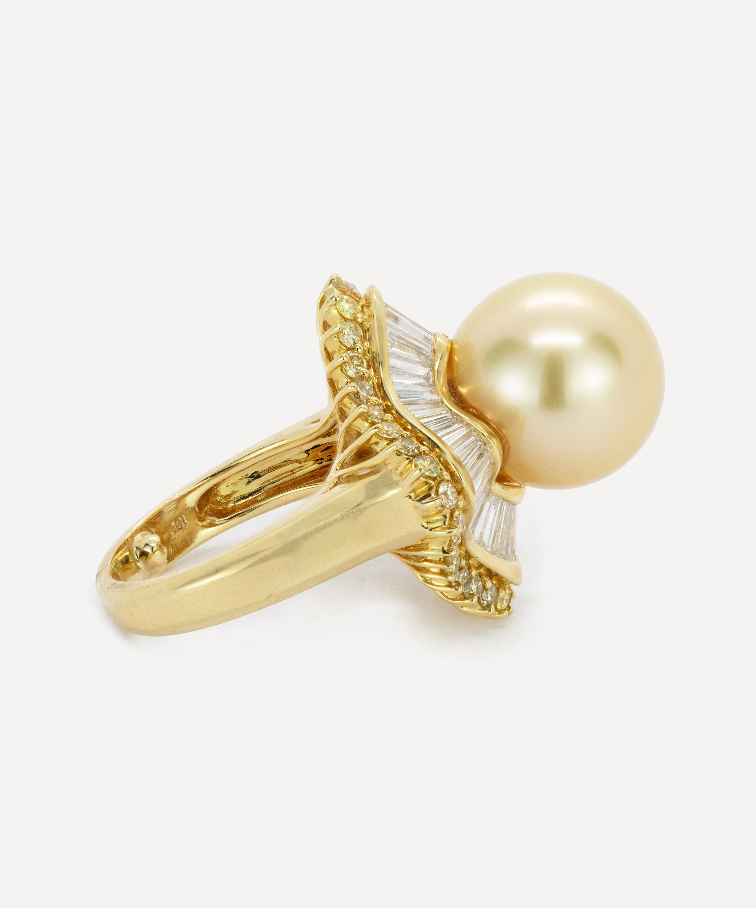 Kojis - 18ct Gold Golden Pearl and Diamond Ballerina Ring image number 2