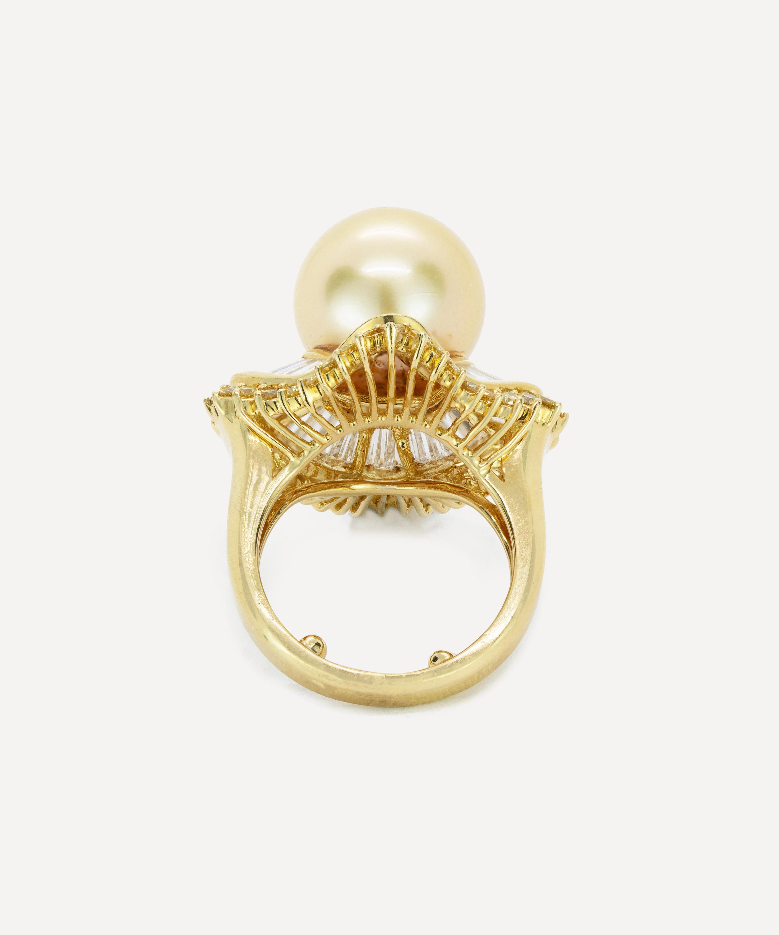 Kojis - 18ct Gold Golden Pearl and Diamond Ballerina Ring image number 3