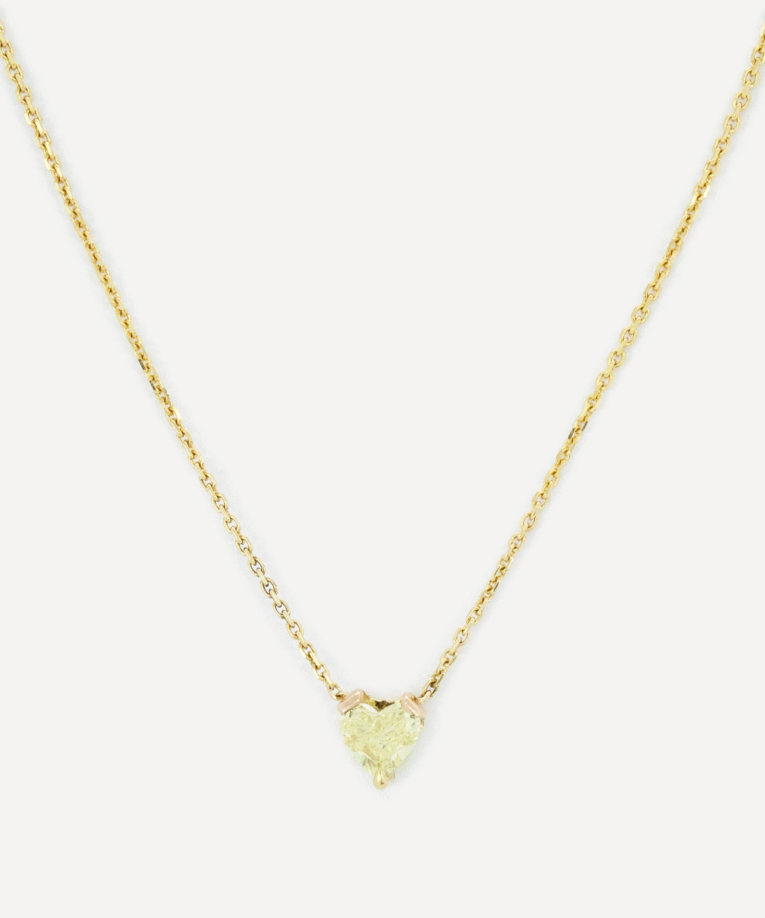Kojis - 14ct Gold Yellow Diamond Heart Pendant Necklace