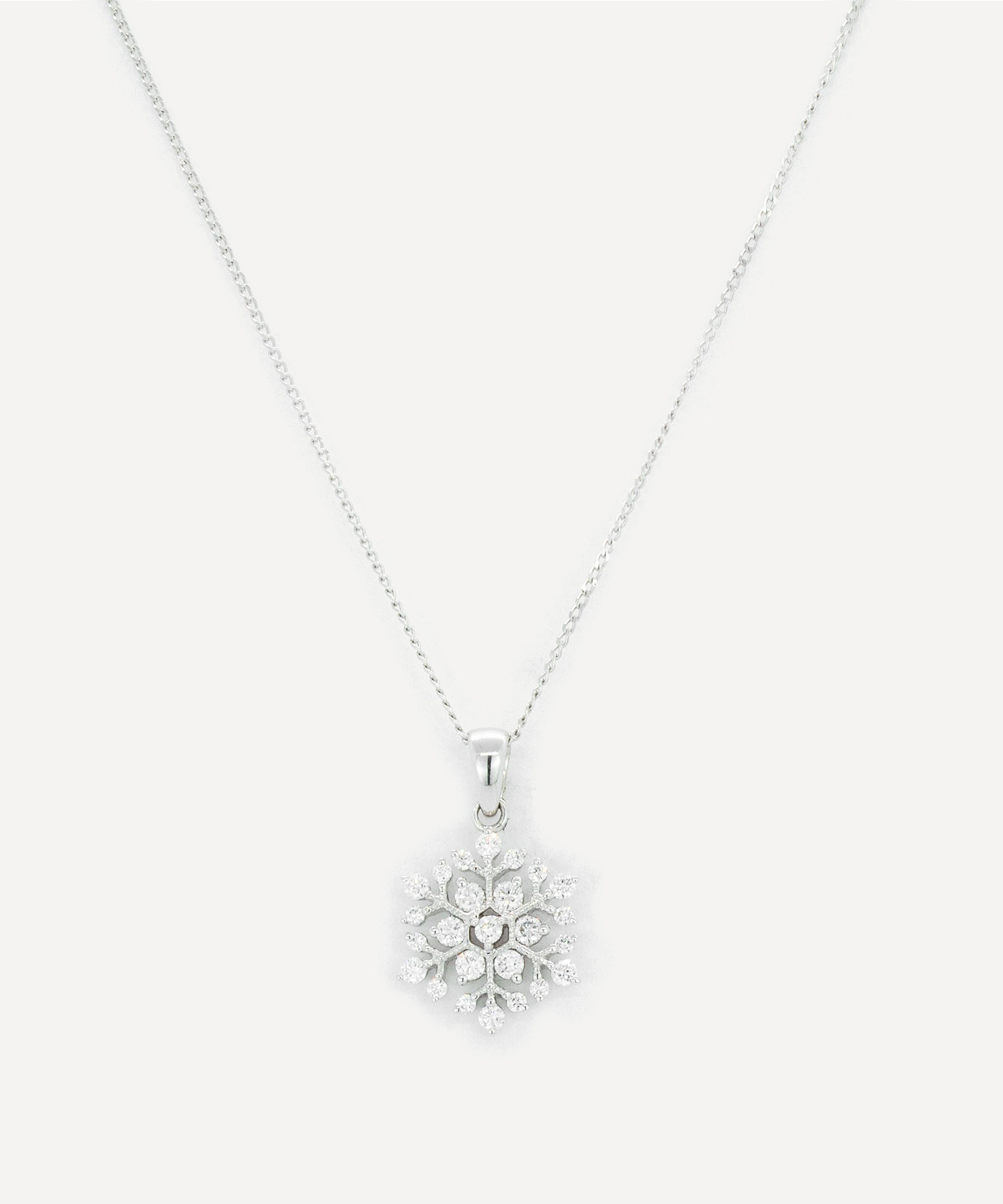 Kojis - 18ct White Gold Diamond Snowflake Pendant Necklace