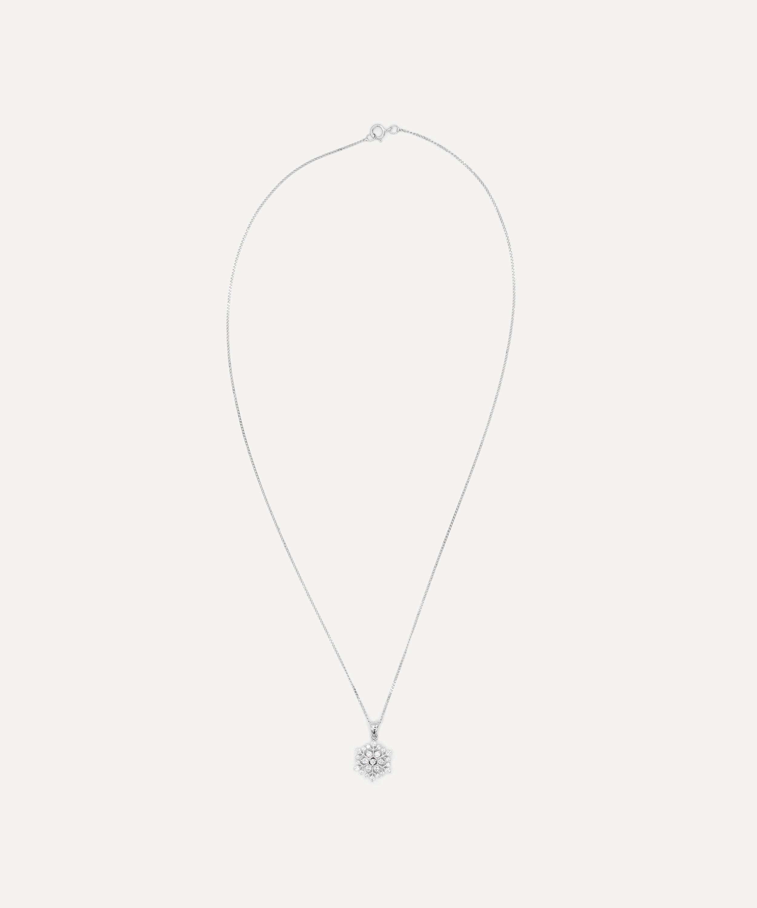 Kojis - 18ct White Gold Diamond Snowflake Pendant Necklace image number 1