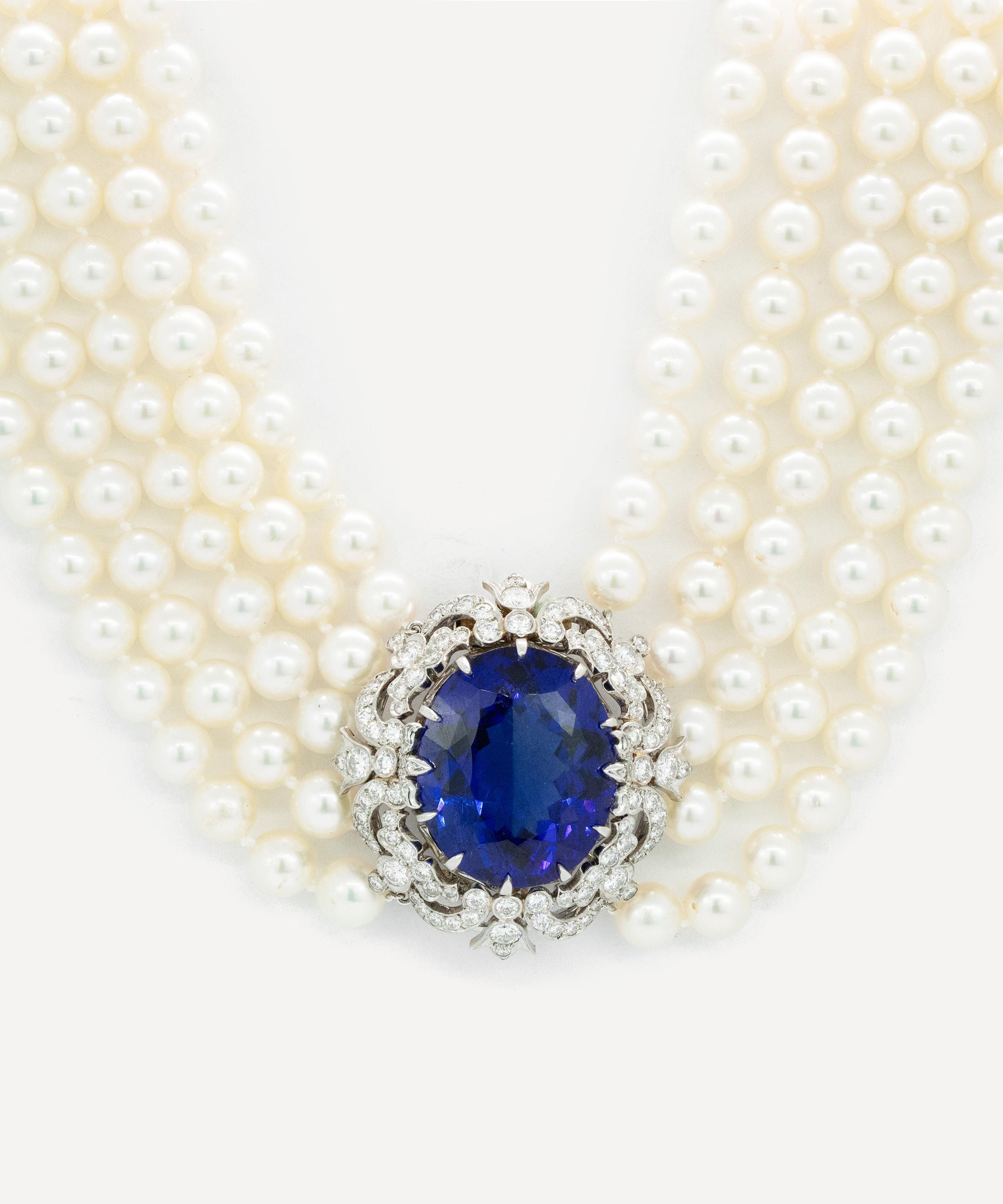 Kojis - 18ct Gold Tanzanite and Pearl Necklace