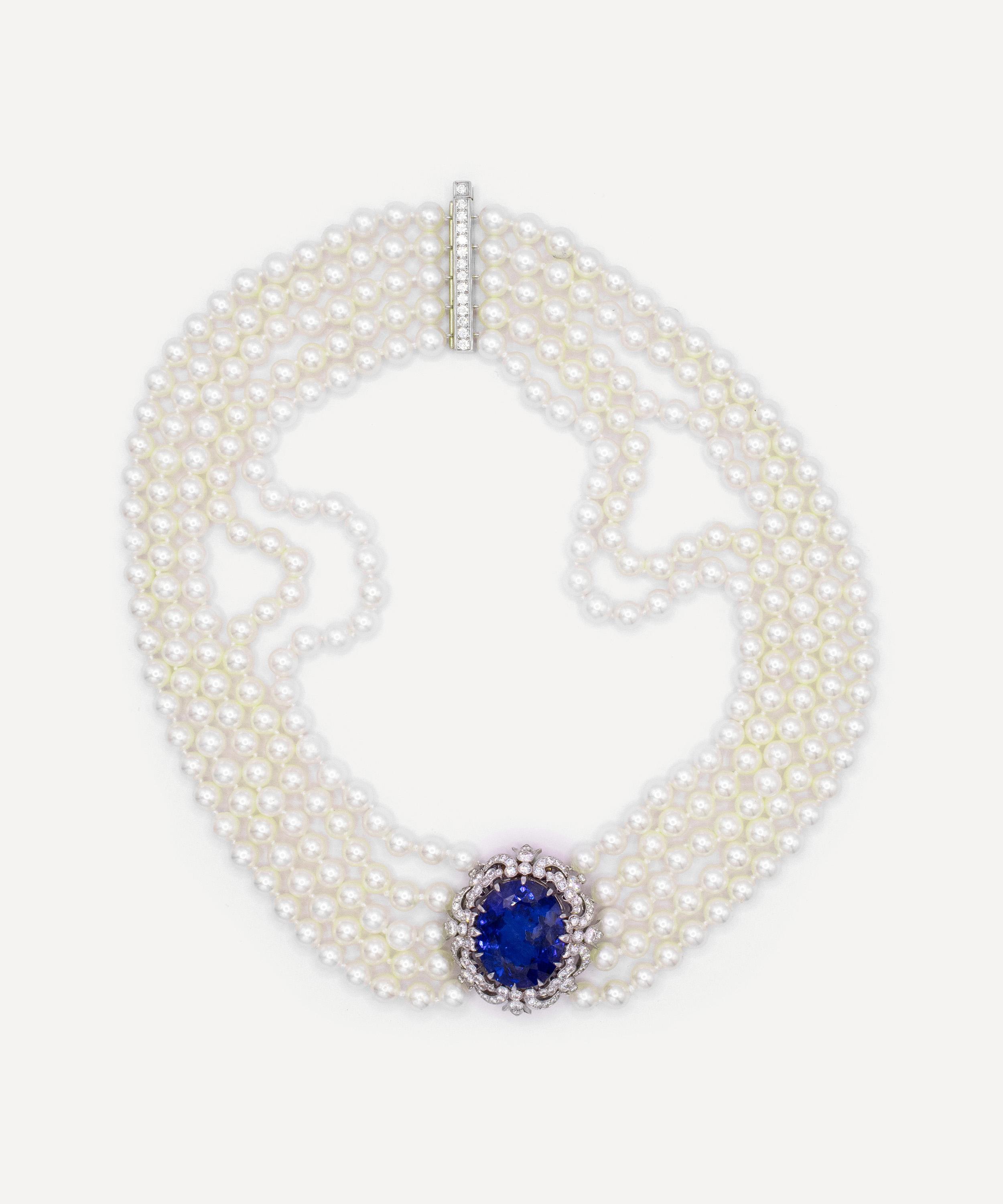 Kojis - 18ct Gold Tanzanite and Pearl Necklace image number 1