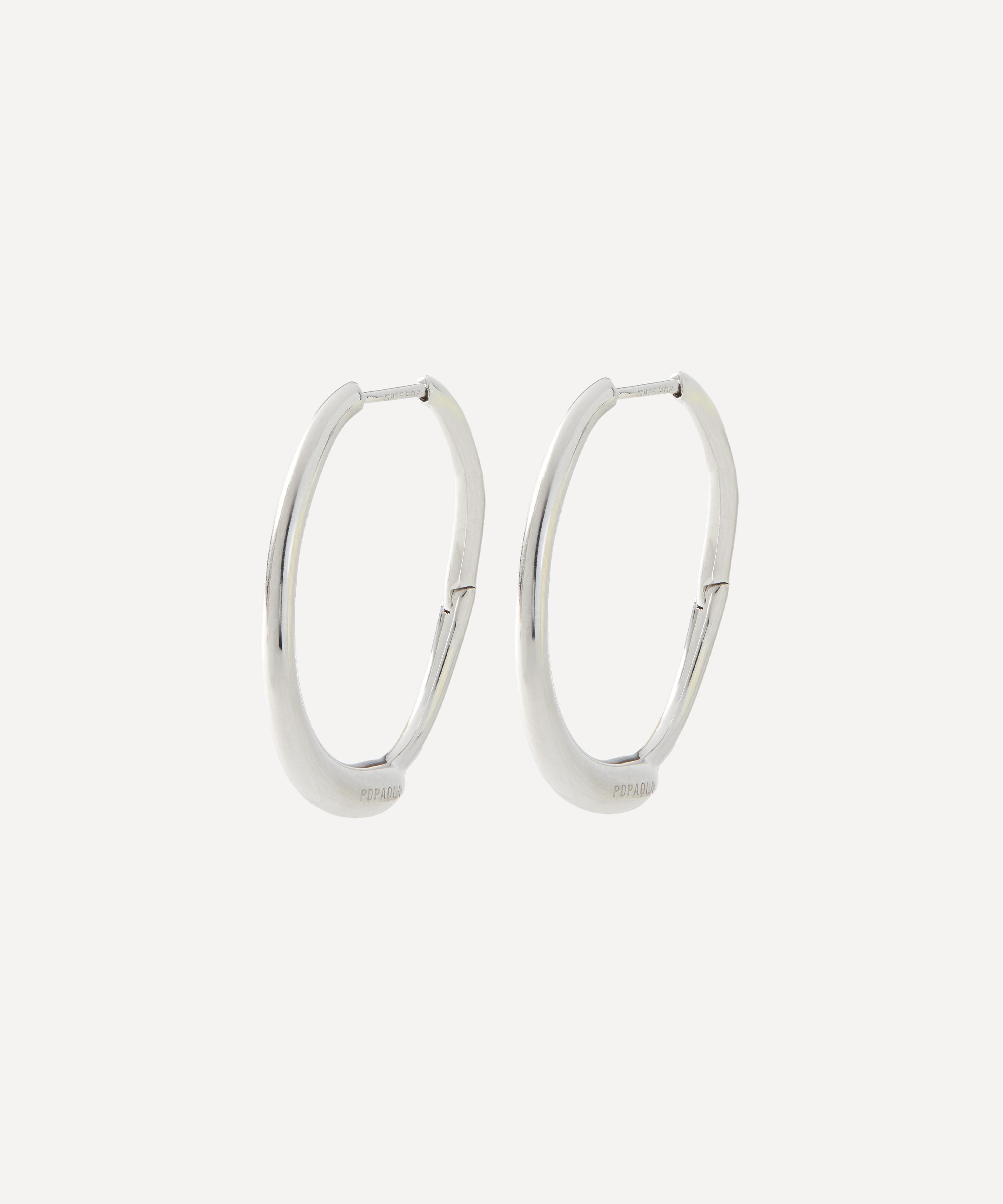 PDPAOLA - Rhodium-Plated Halo Hoop Earrings image number 0
