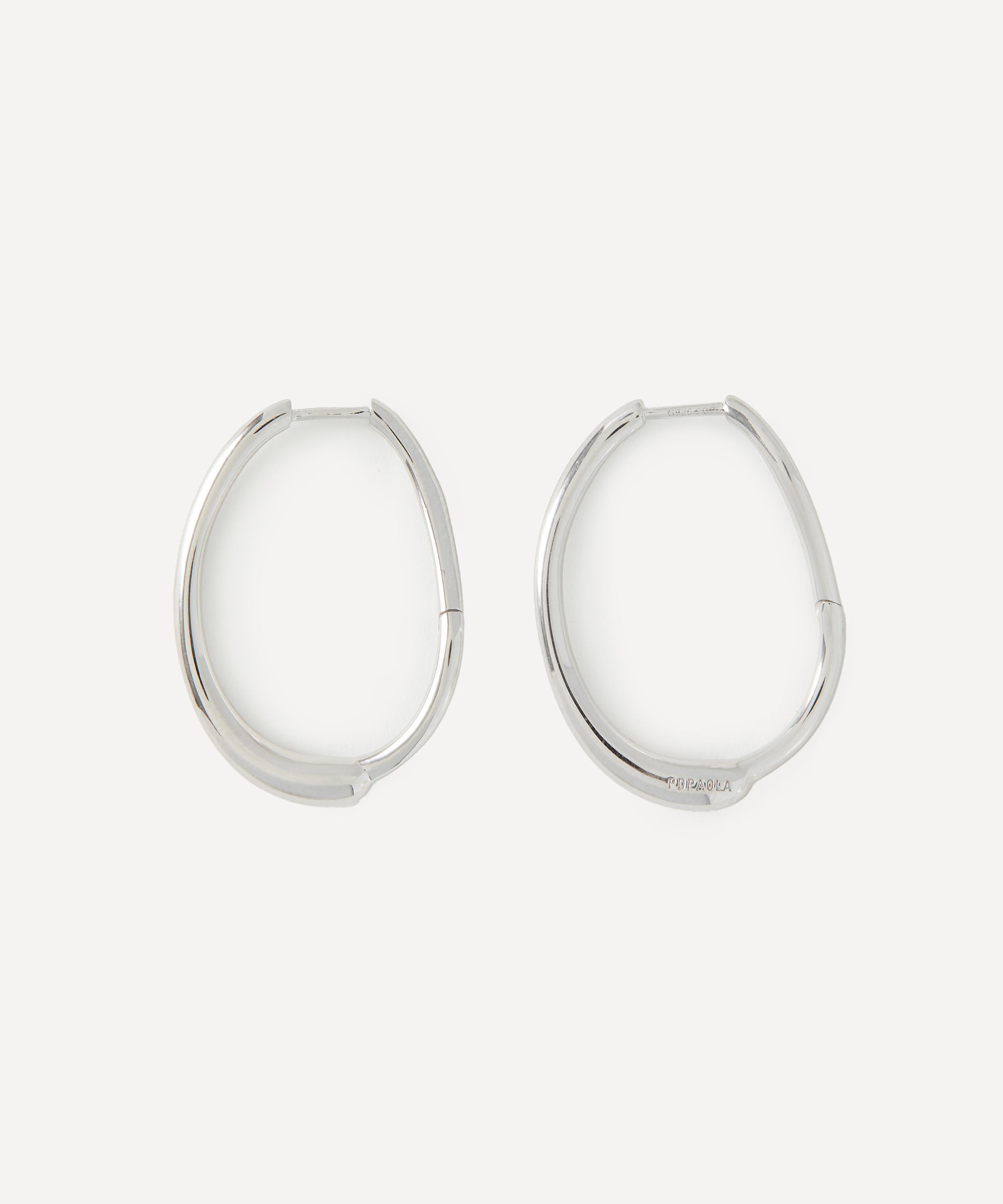 PDPAOLA - Rhodium-Plated Halo Hoop Earrings image number 1