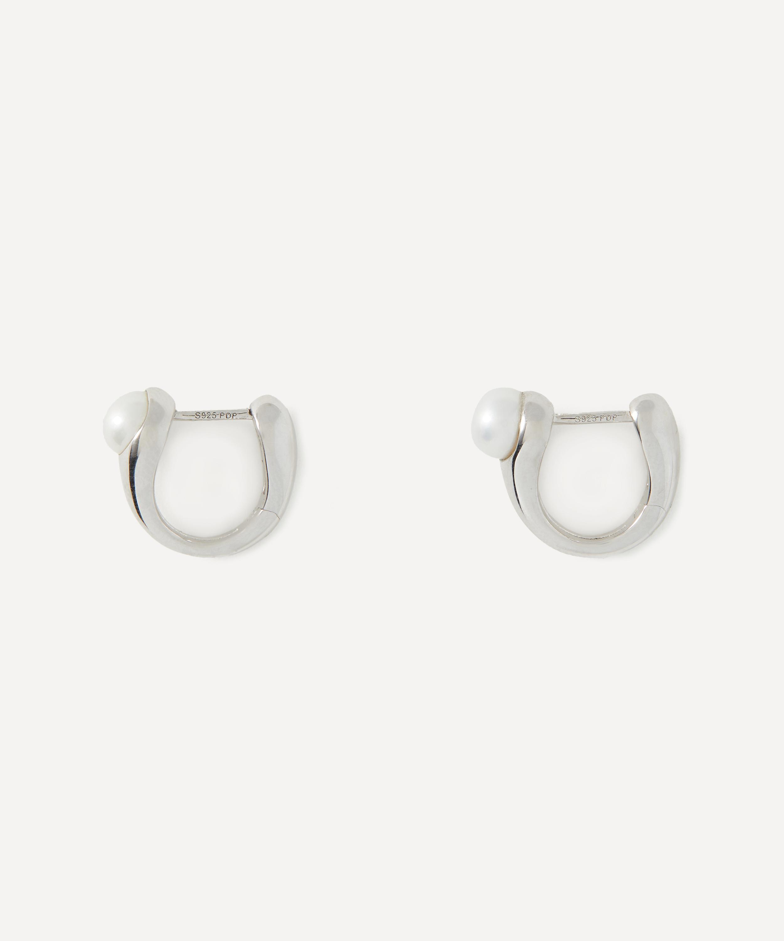 PDPAOLA - Rhodium-Plated La Perla Ondine Hoop Earrings image number 1