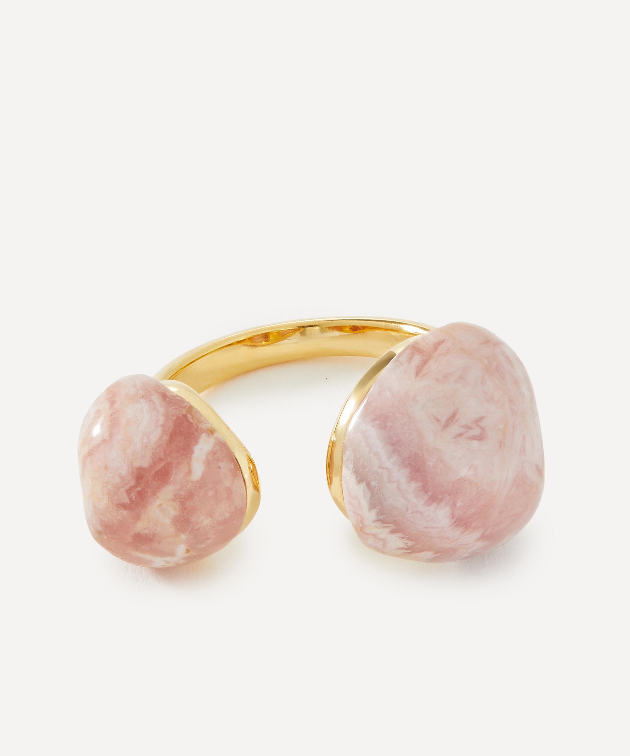 PDPAOLA - 18ct Gold-Plated Rhodochrosite Gravity Ring