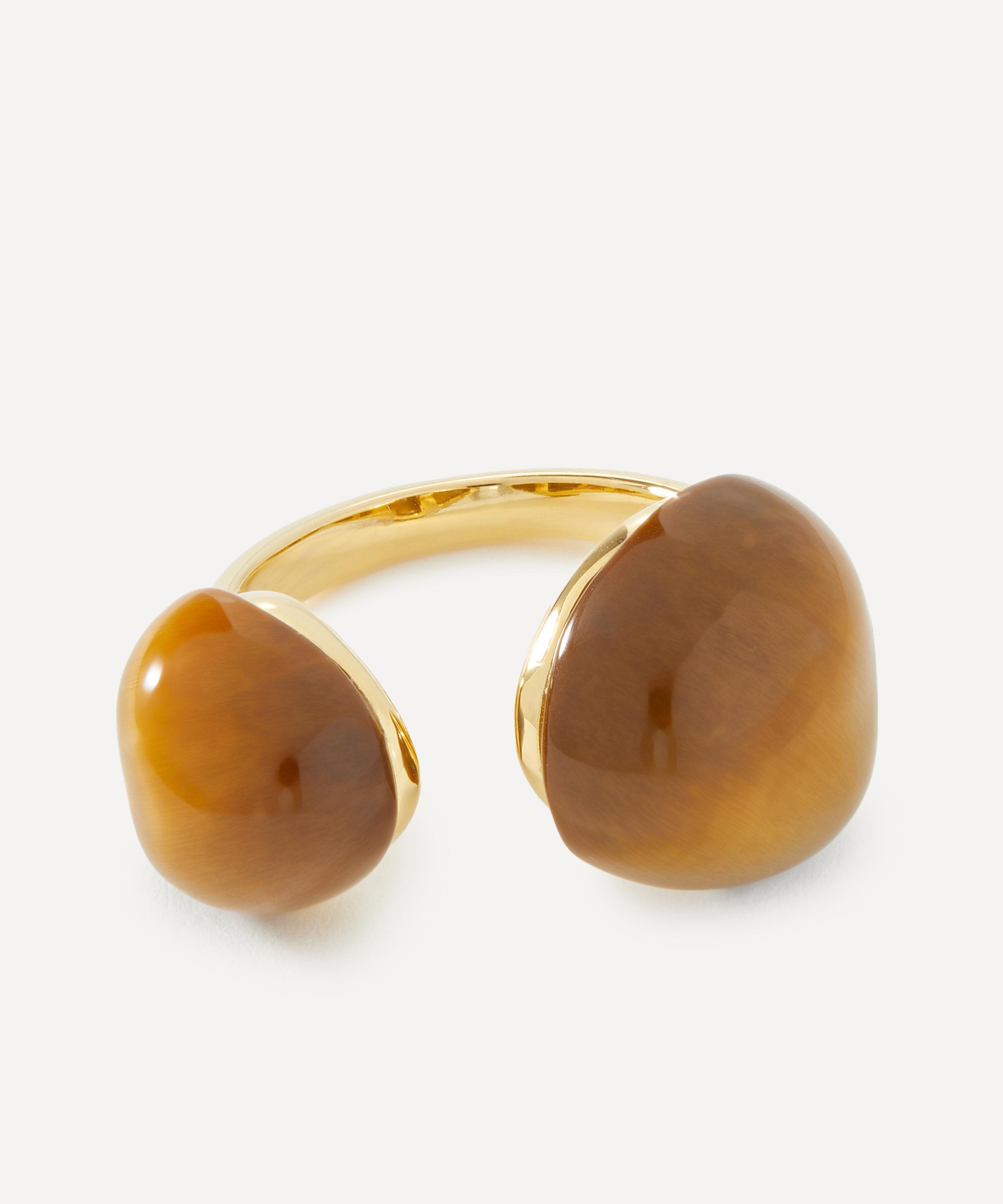 PDPAOLA - 18ct Gold-Plated Tigers Eye Gravity Ring
