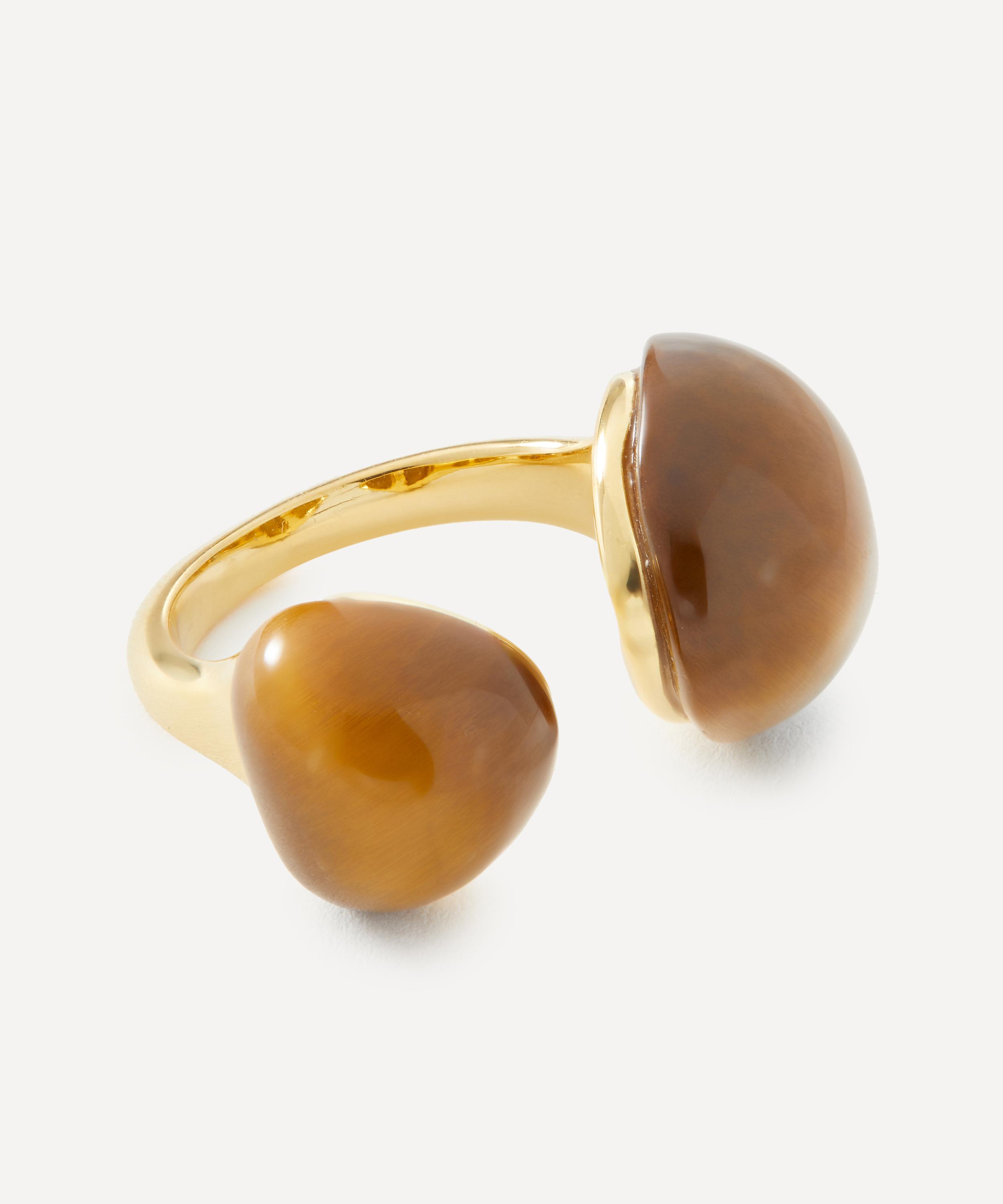 PDPAOLA - 18ct Gold-Plated Tigers Eye Gravity Ring image number 1