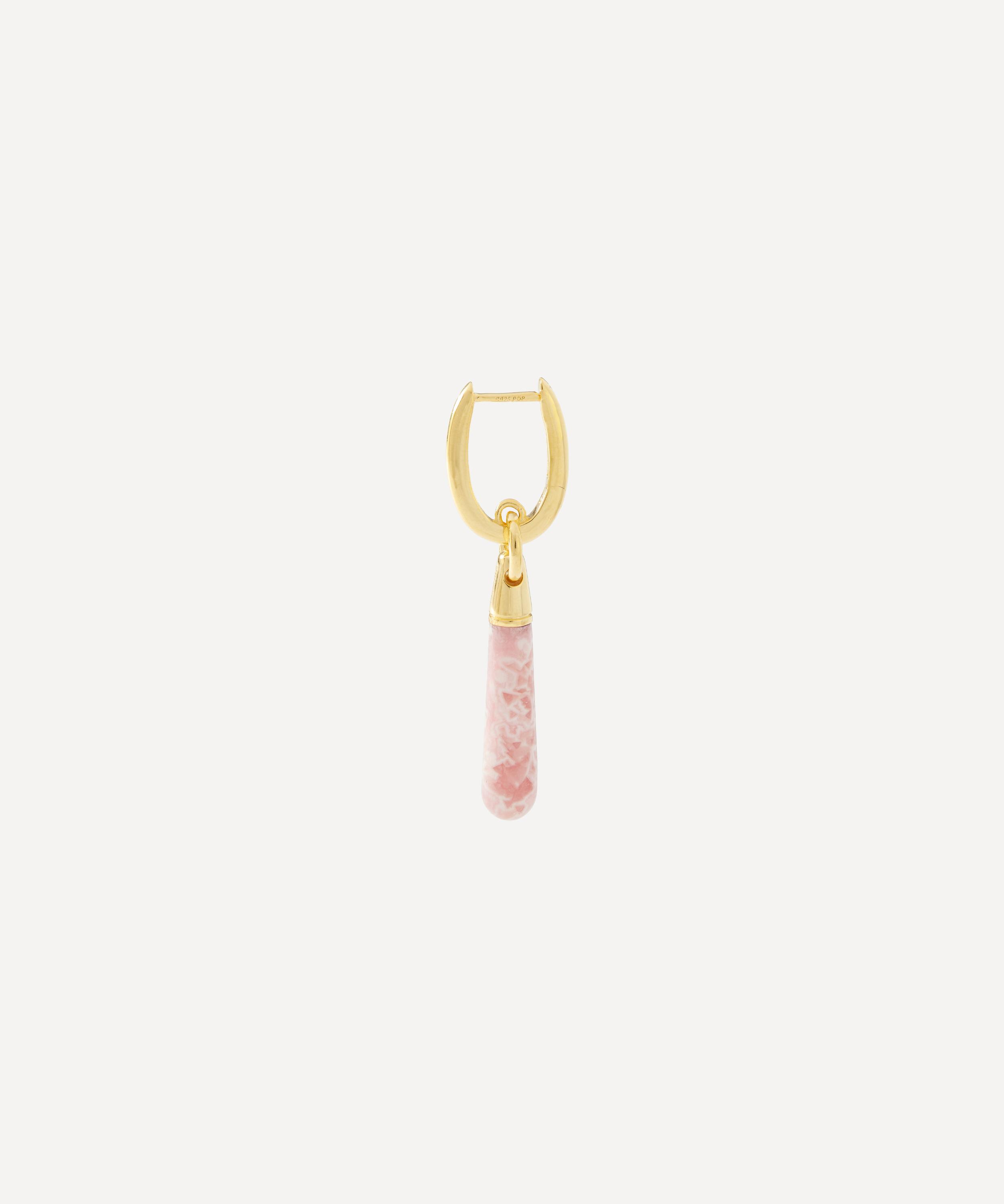 PDPAOLA - 18ct Gold-Plated Rhodochrosite Large Jupiter Single Hoop Earring image number 1
