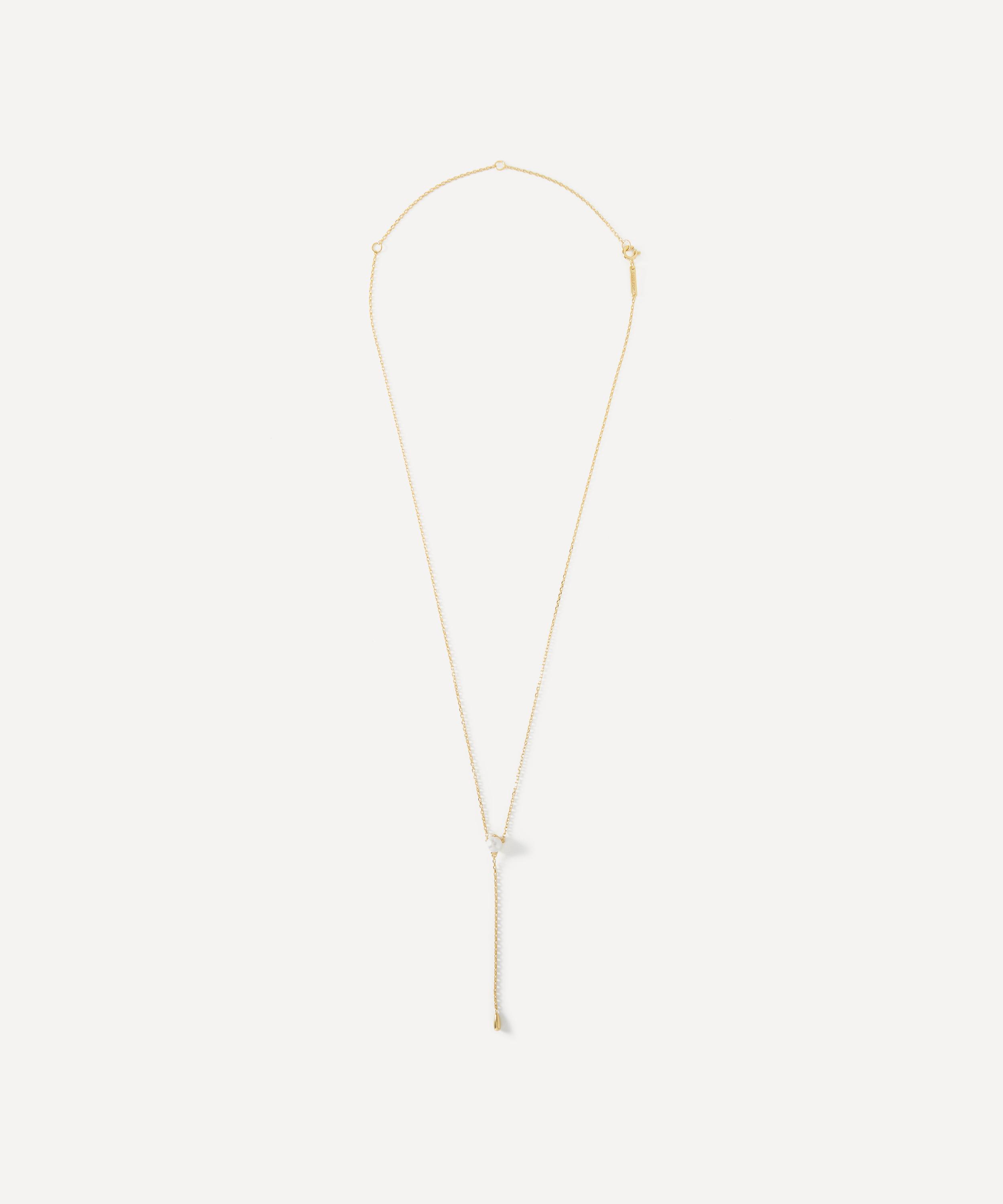 PDPAOLA - 18ct Gold-Plated Pearl Stella Lariat Necklace