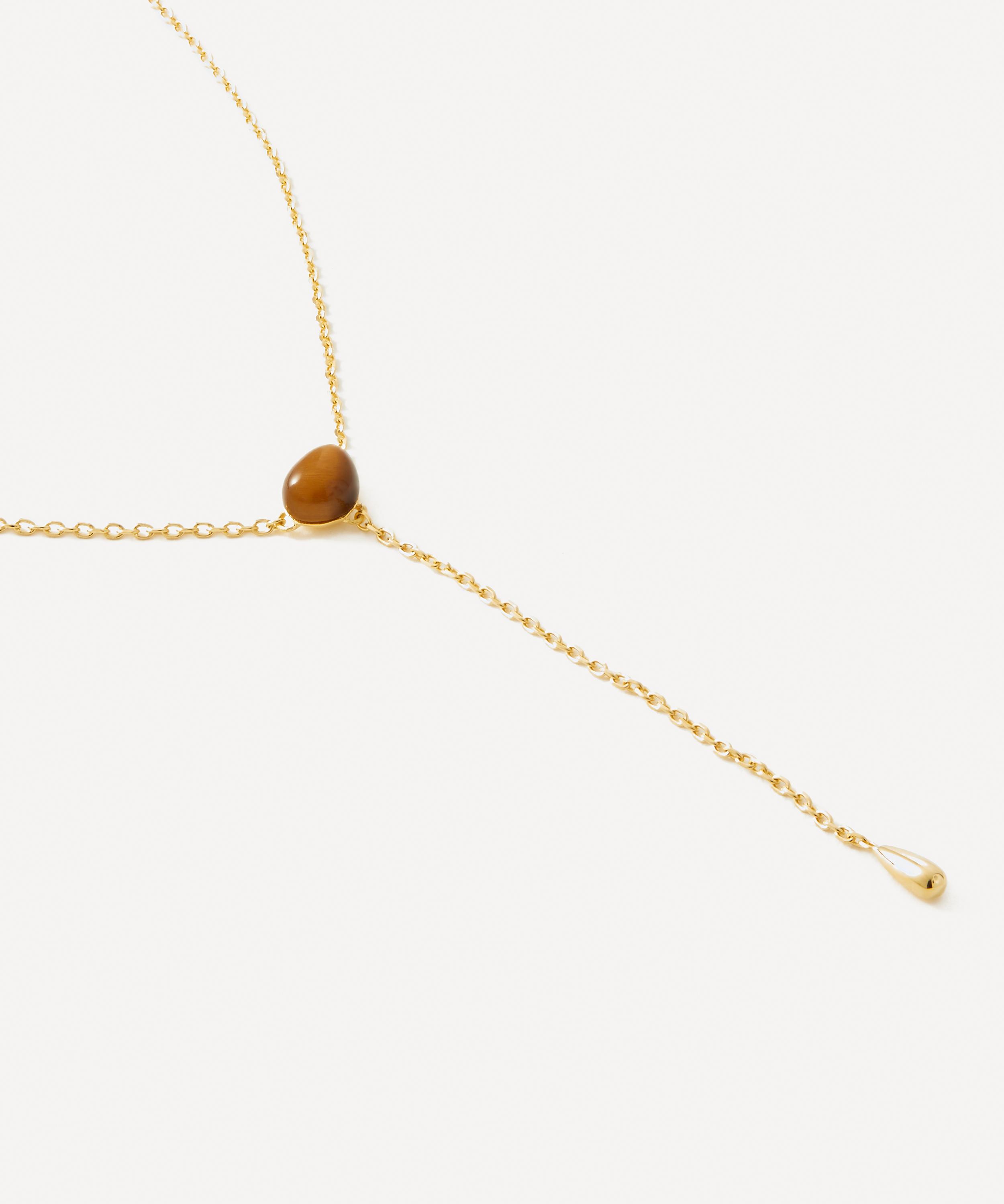PDPAOLA - 18ct Gold-Plated Tigers Eye Stella Lariat Necklace image number 1