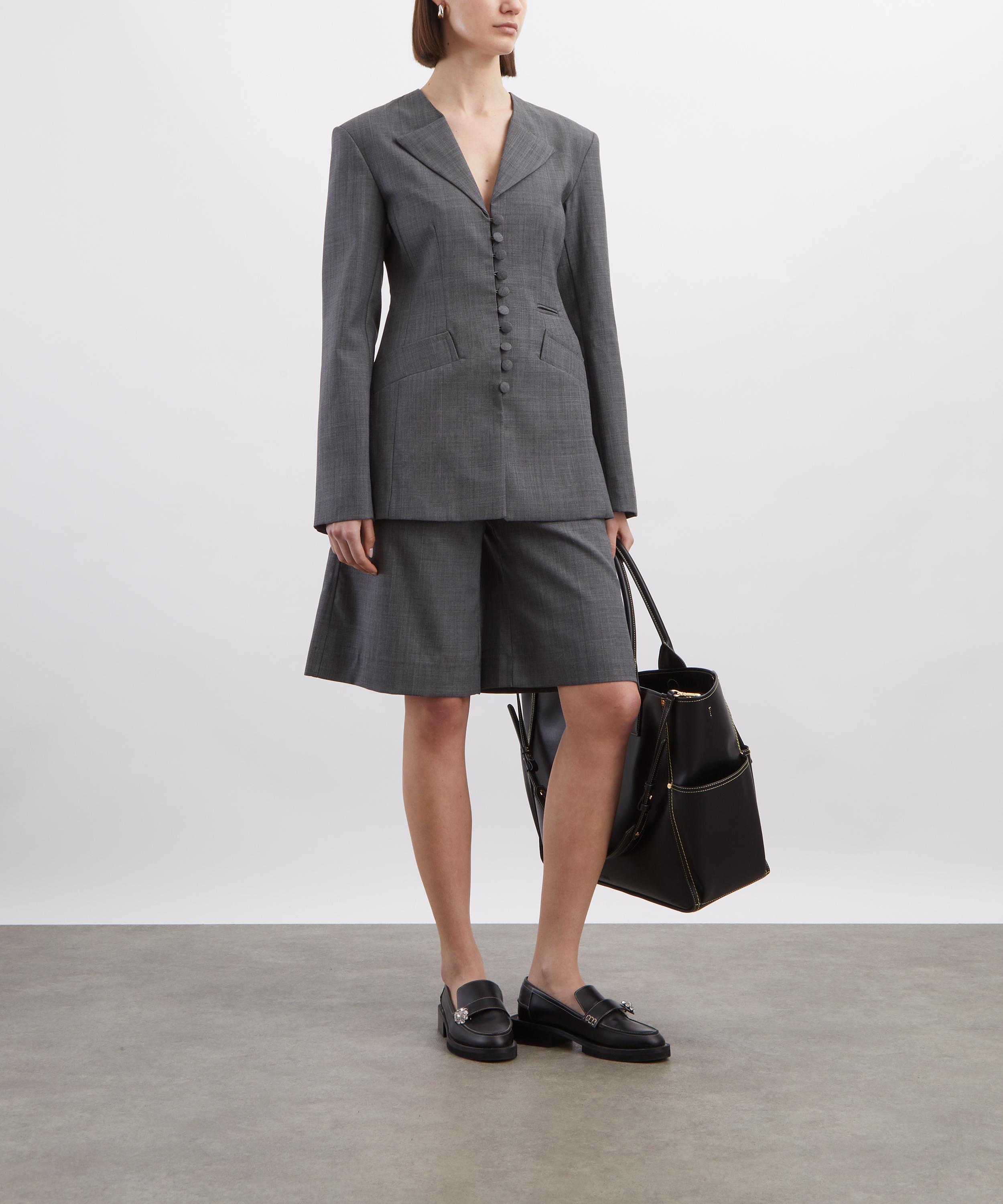 Ganni - Wool Melange Suiting Long Button Blazer image number 1