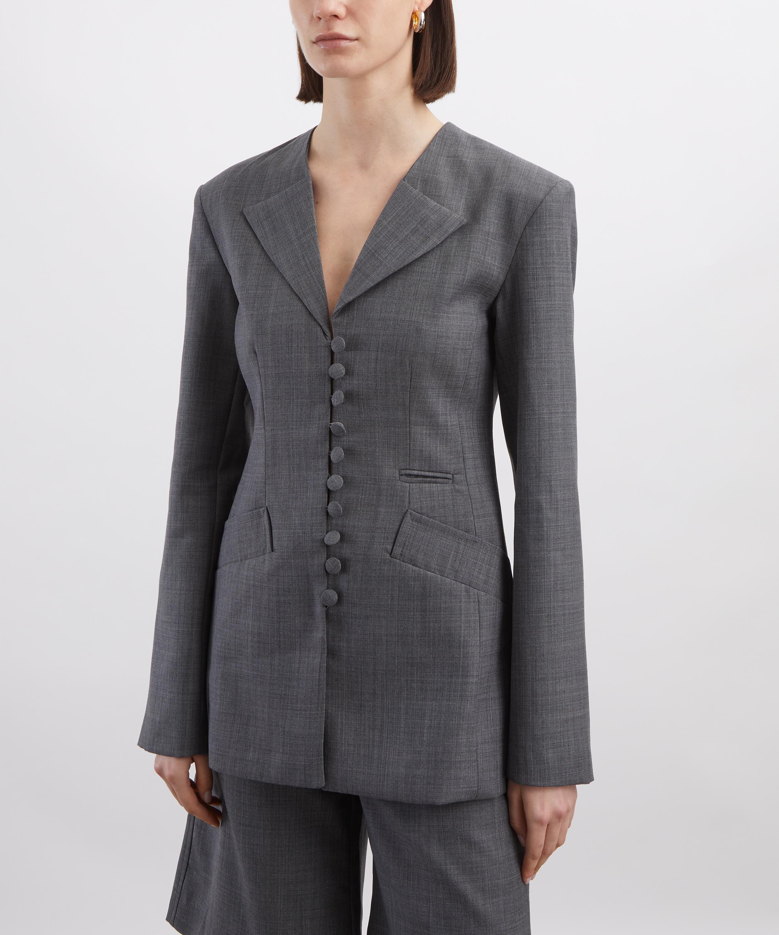 Ganni - Wool Melange Suiting Long Button Blazer image number 2