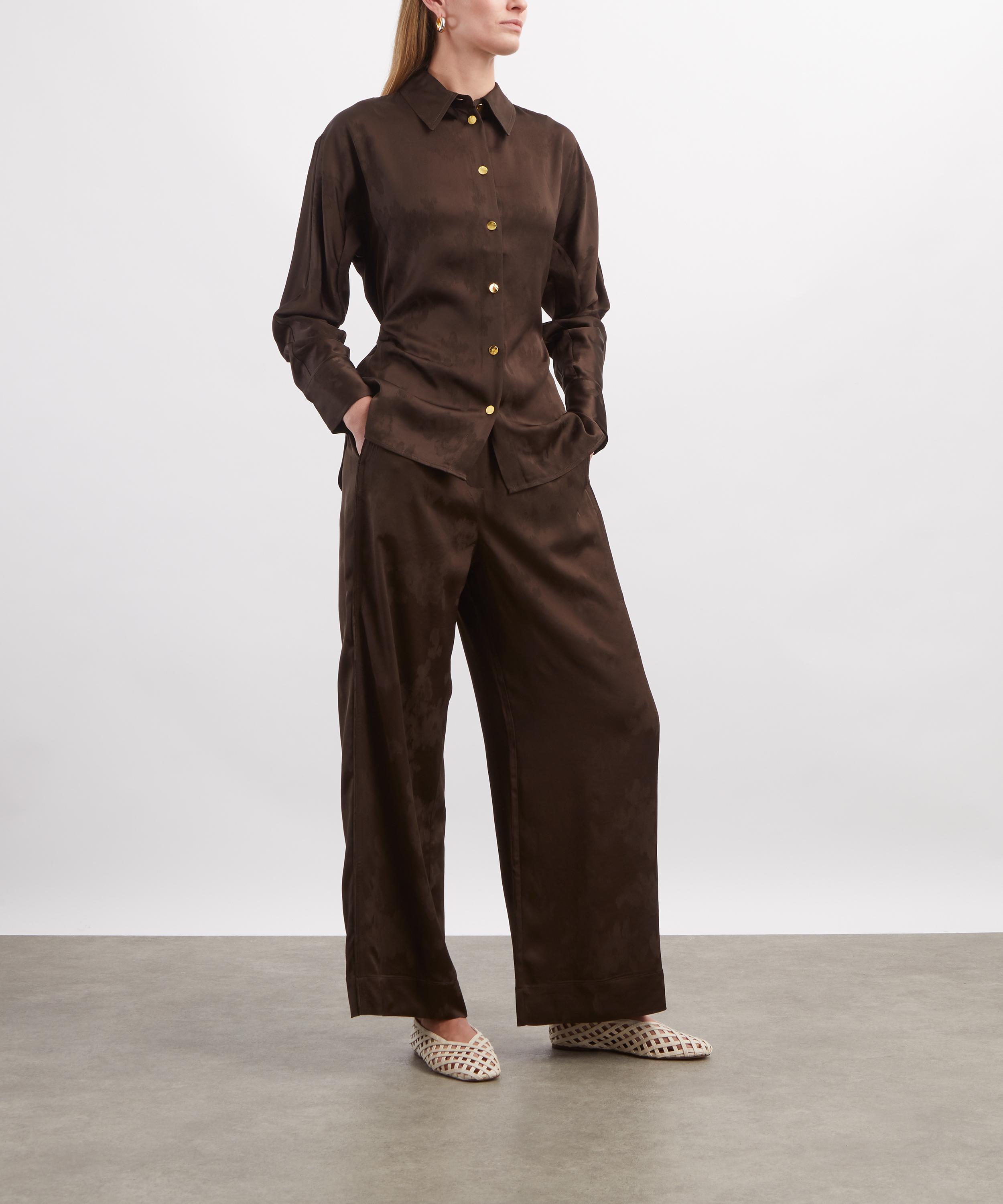 Ganni - Brown Satin Trousers image number 1