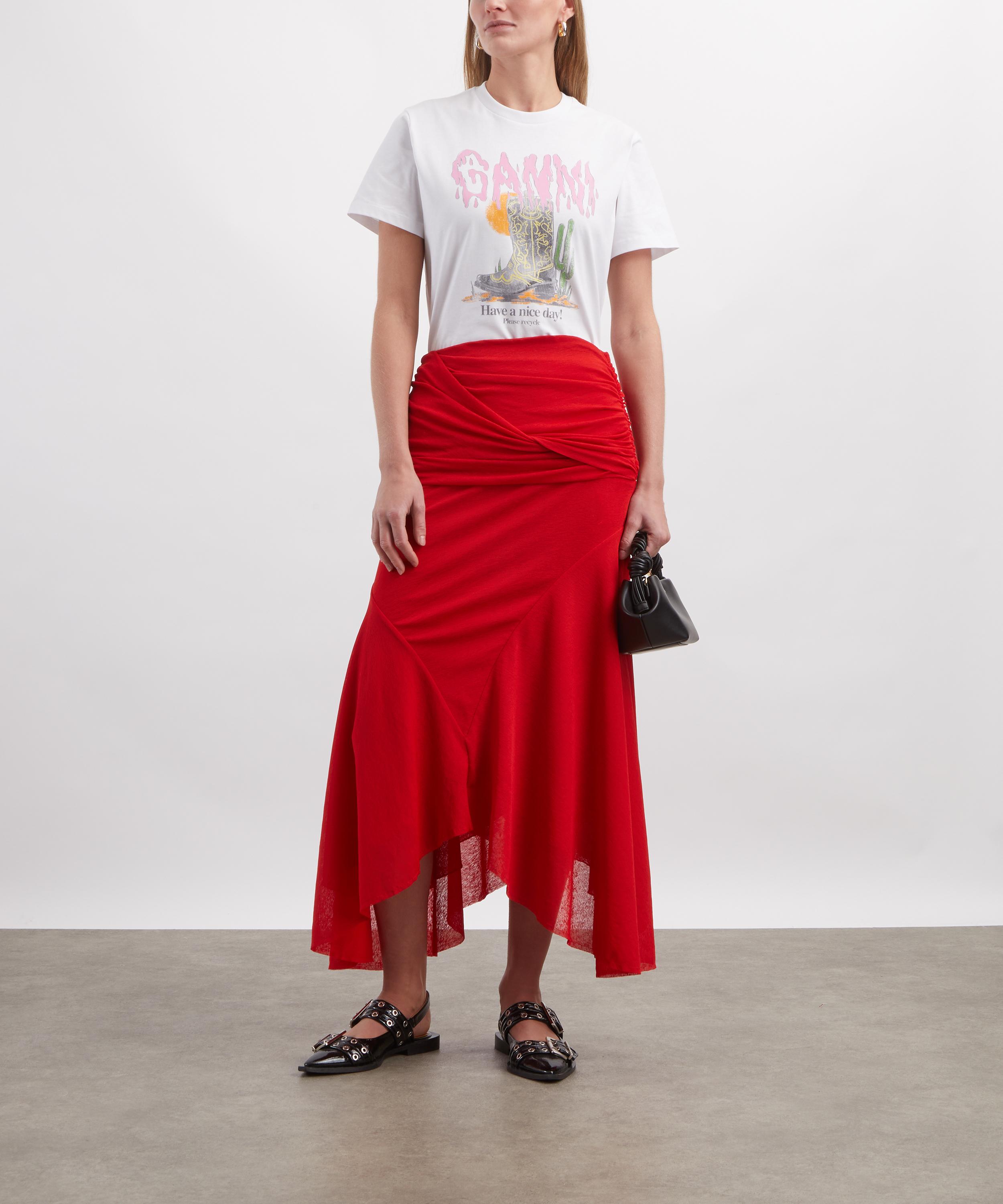 Ganni - Red Marl Mesh Long Skirt image number 1