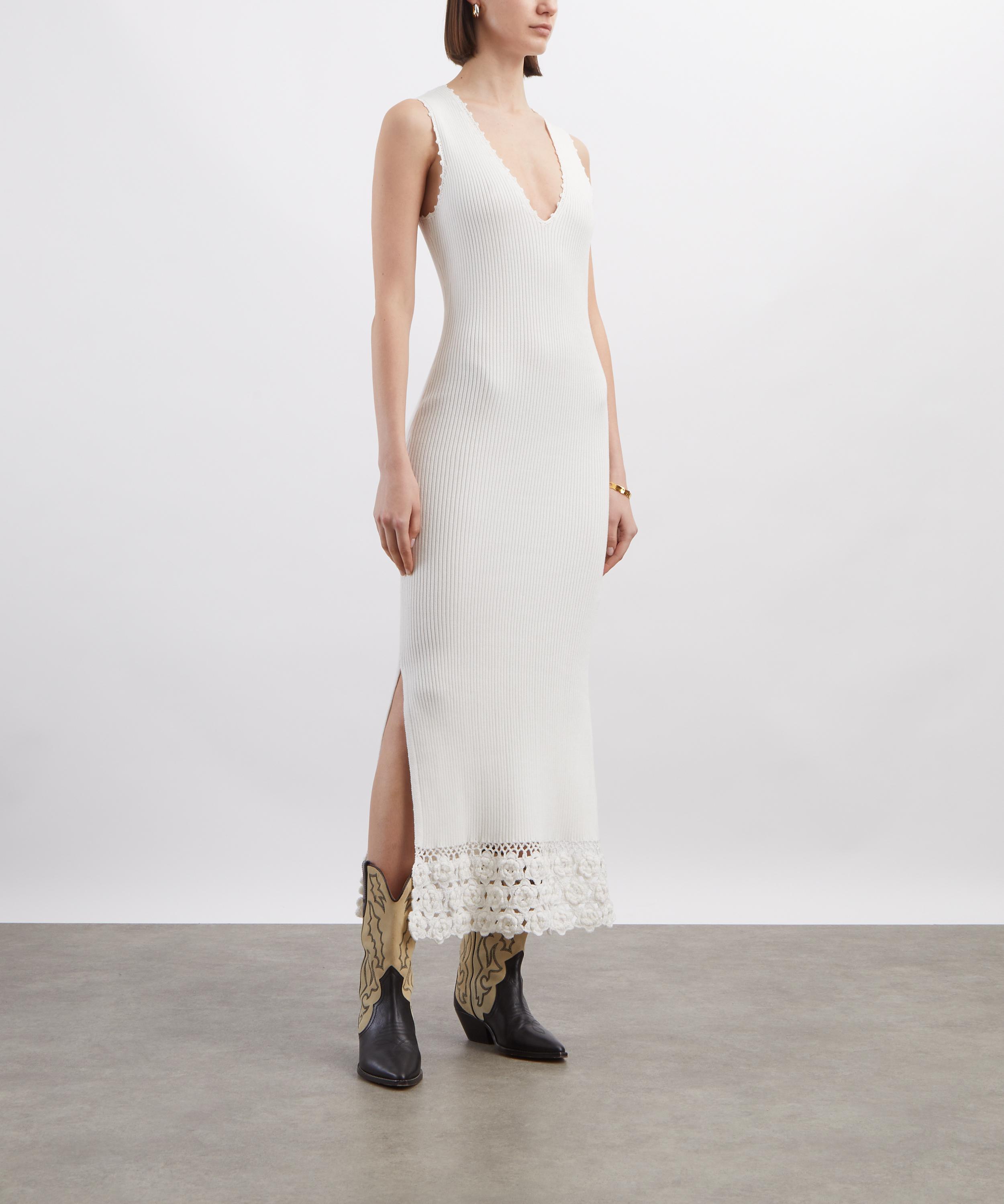 Ganni - Fine Rib Crochet V-Neck Dress image number 2