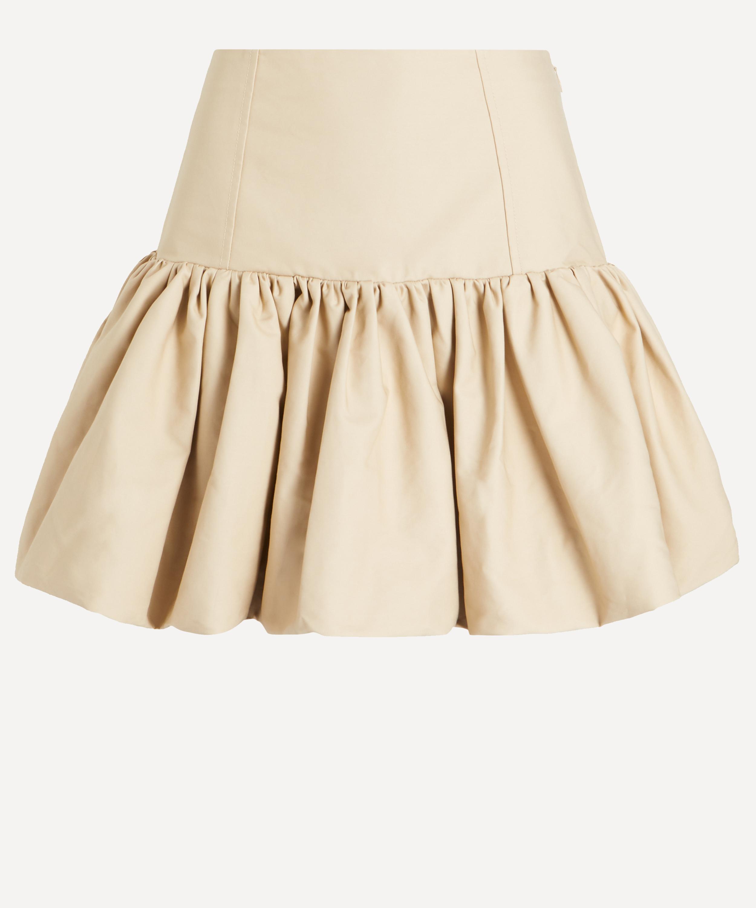 Ganni - Beige Cotton Ruched Mini Skirt image number 0