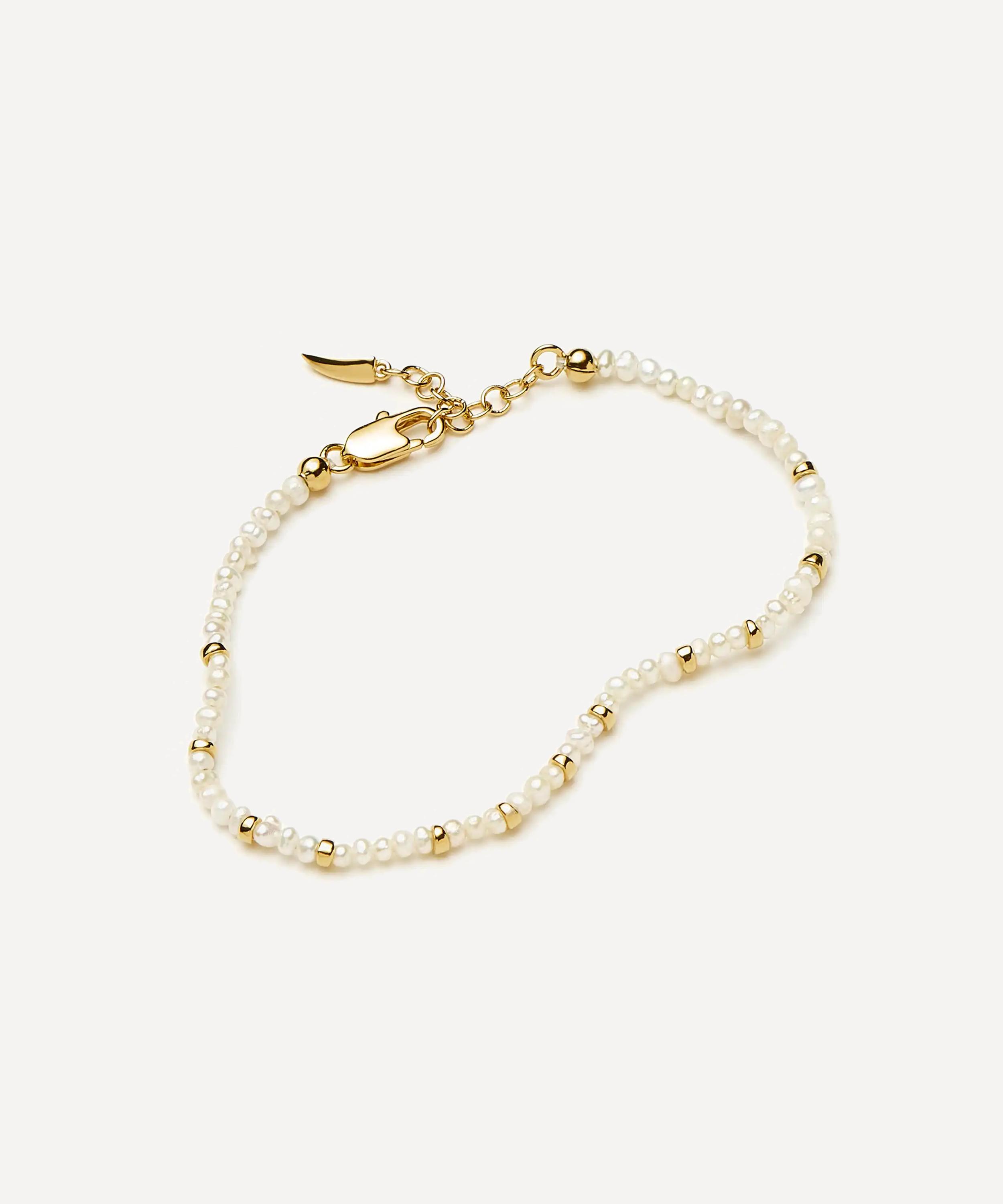 Missoma - 18ct Gold-Plated Micro Pearl Beaded Bracelet image number 1