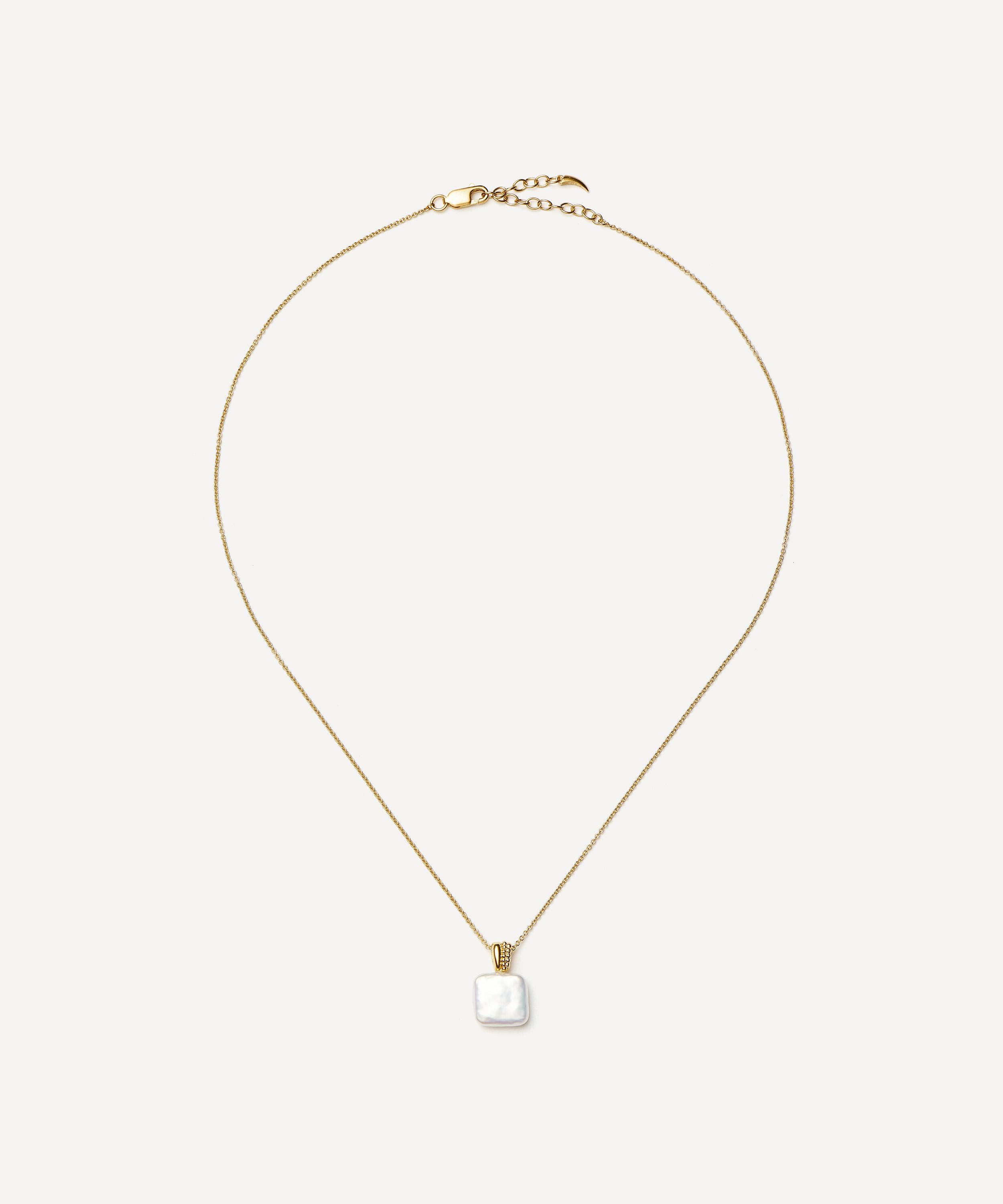 Missoma - 18ct Gold-Plated Vermeil Silver Square Pearl Baya Pendant Necklace image number 2
