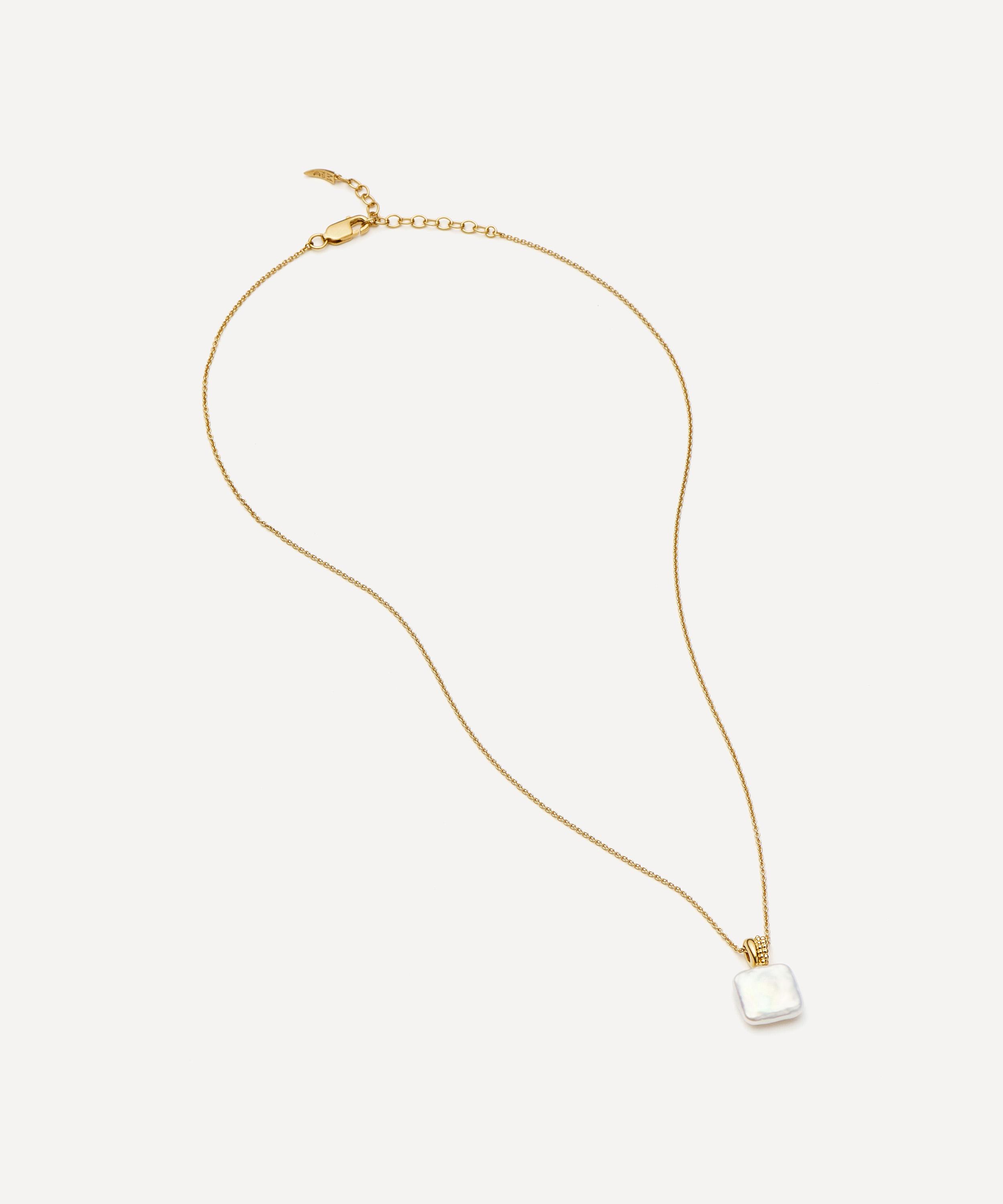 Missoma - 18ct Gold-Plated Vermeil Silver Square Pearl Baya Pendant Necklace image number 3