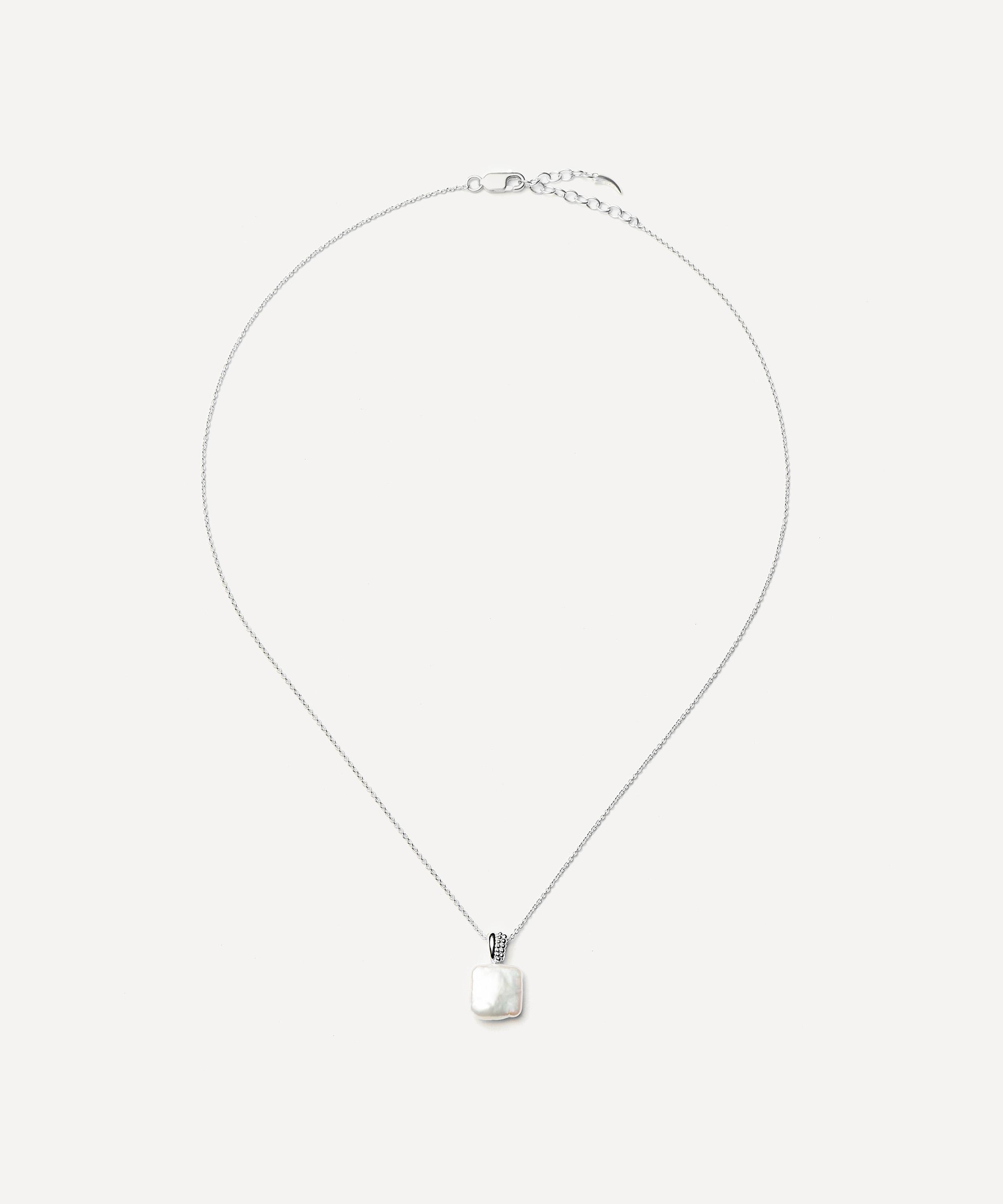 Missoma - Sterling Silver Square Pearl Baya Pendant Necklace image number 0