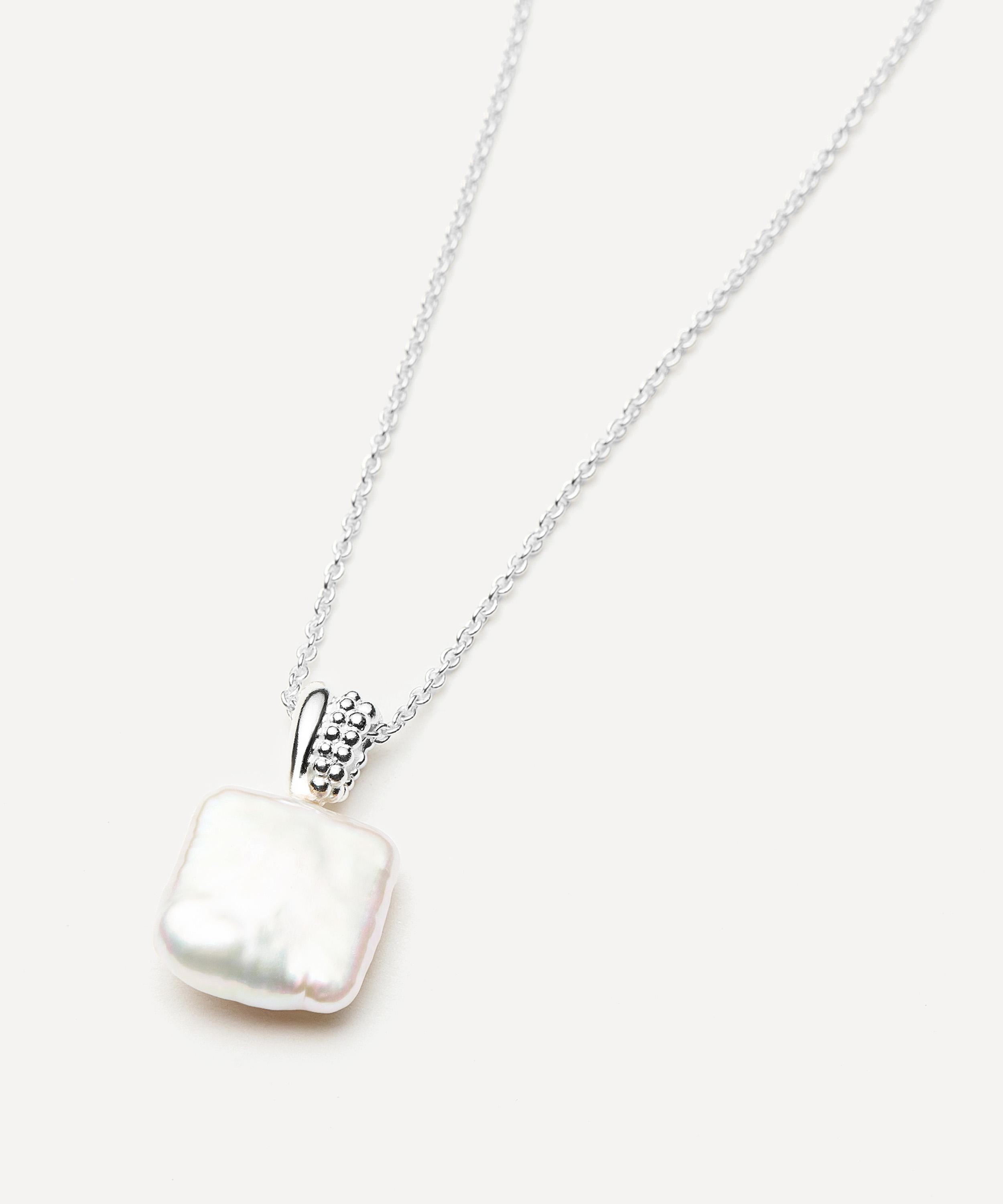 Missoma - Sterling Silver Square Pearl Baya Pendant Necklace image number 2