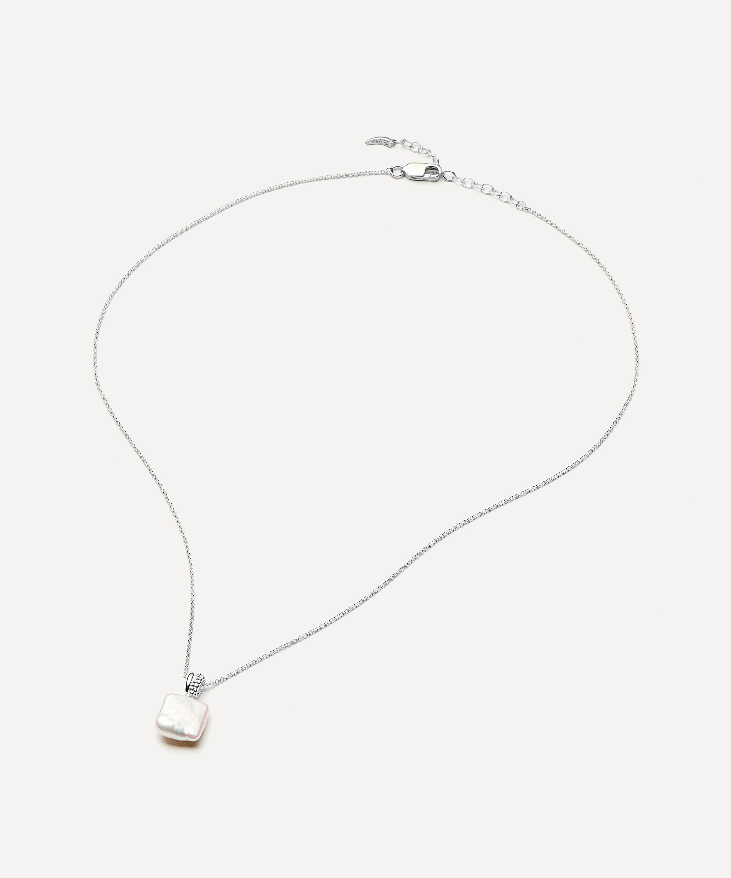 Missoma - Sterling Silver Square Pearl Baya Pendant Necklace image number 3