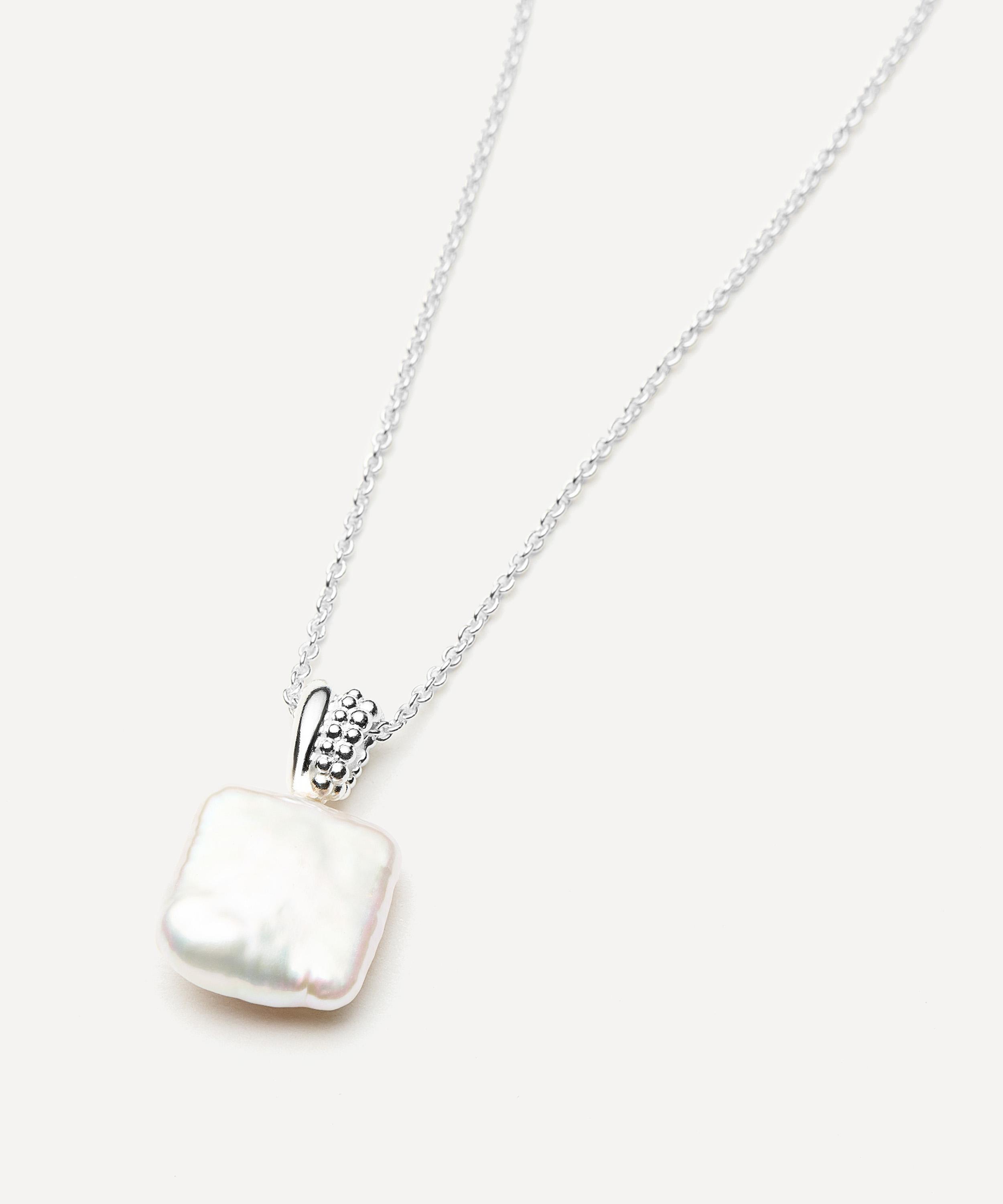 Missoma - Sterling Silver Square Pearl Baya Pendant Necklace image number 4