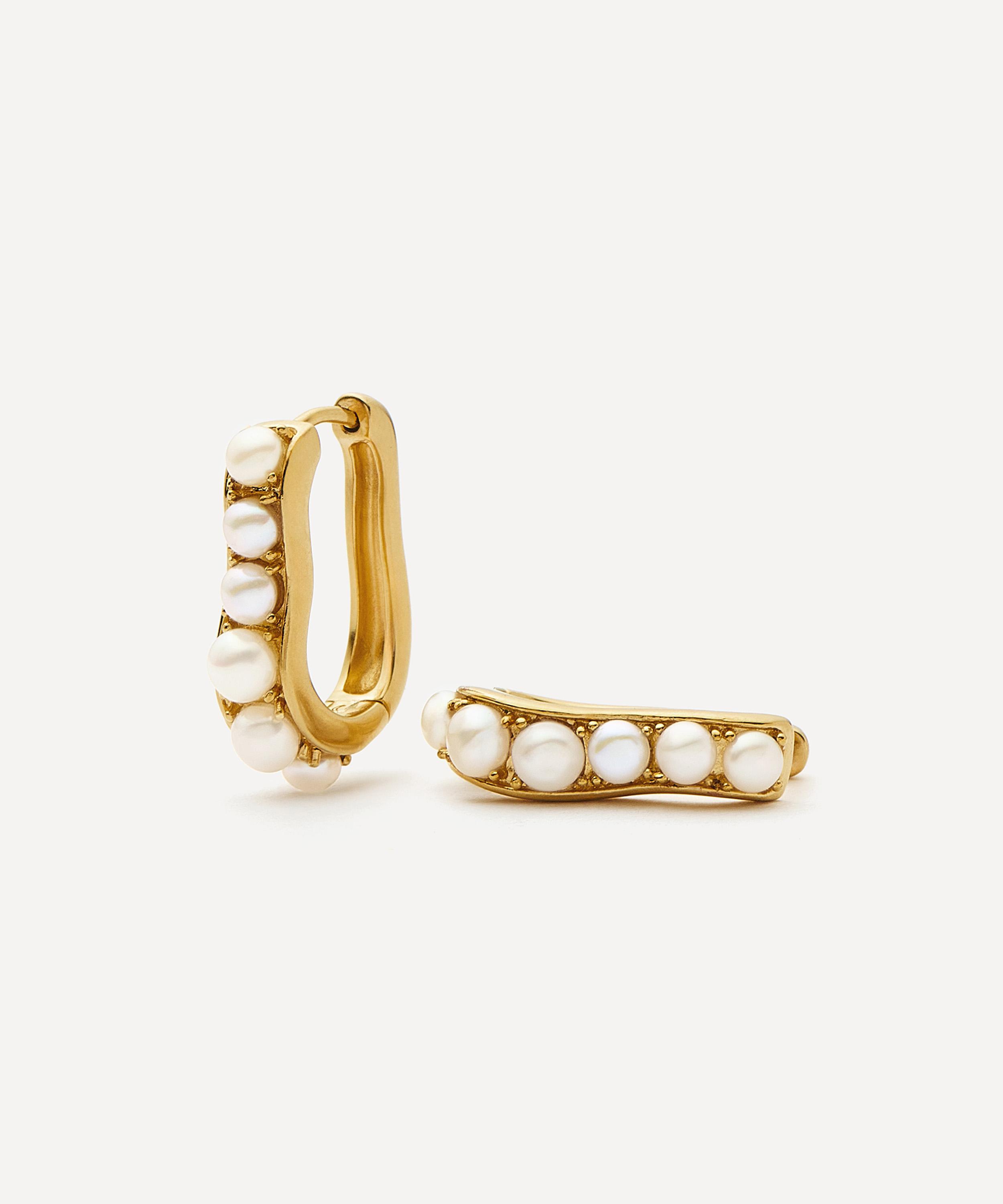Missoma - 18ct Gold-Plated Pearl Wave Small Hoop Earrings