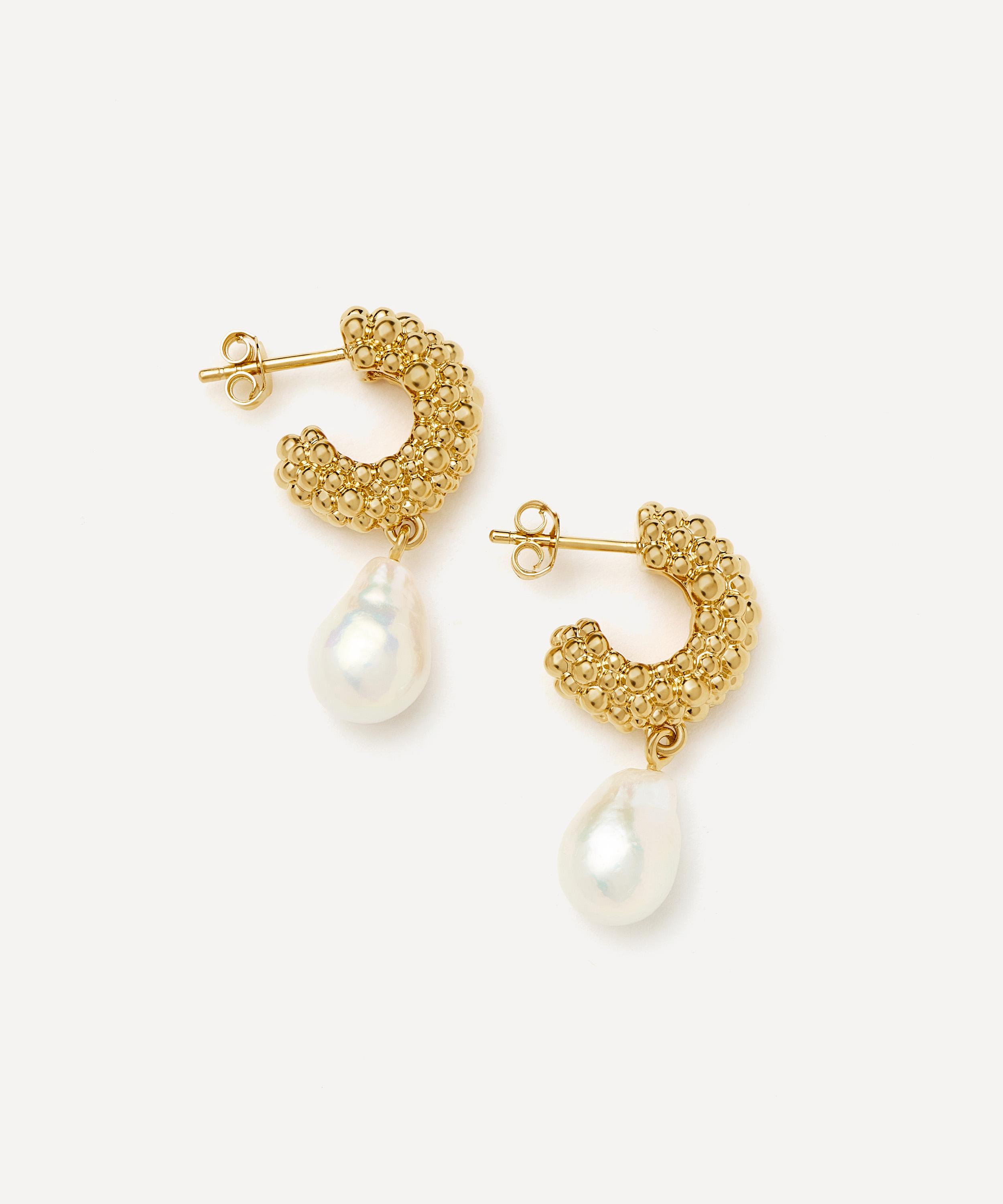 Missoma - 18ct Gold-Plated Baya Pearl Drop Hoop Earrings