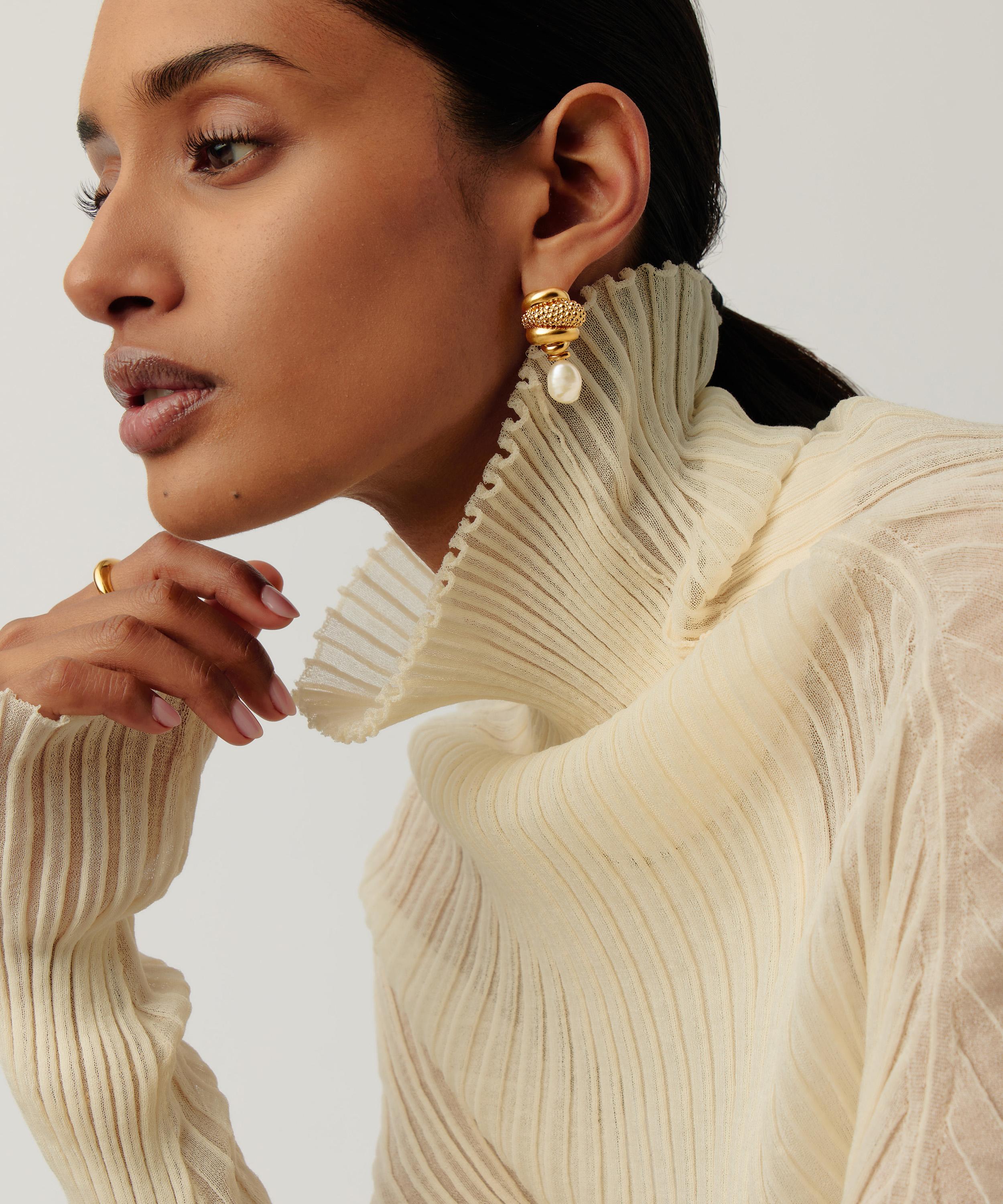 Missoma - 18ct Gold-Plated Baya Pearl Detachable Drop Earrings image number 1