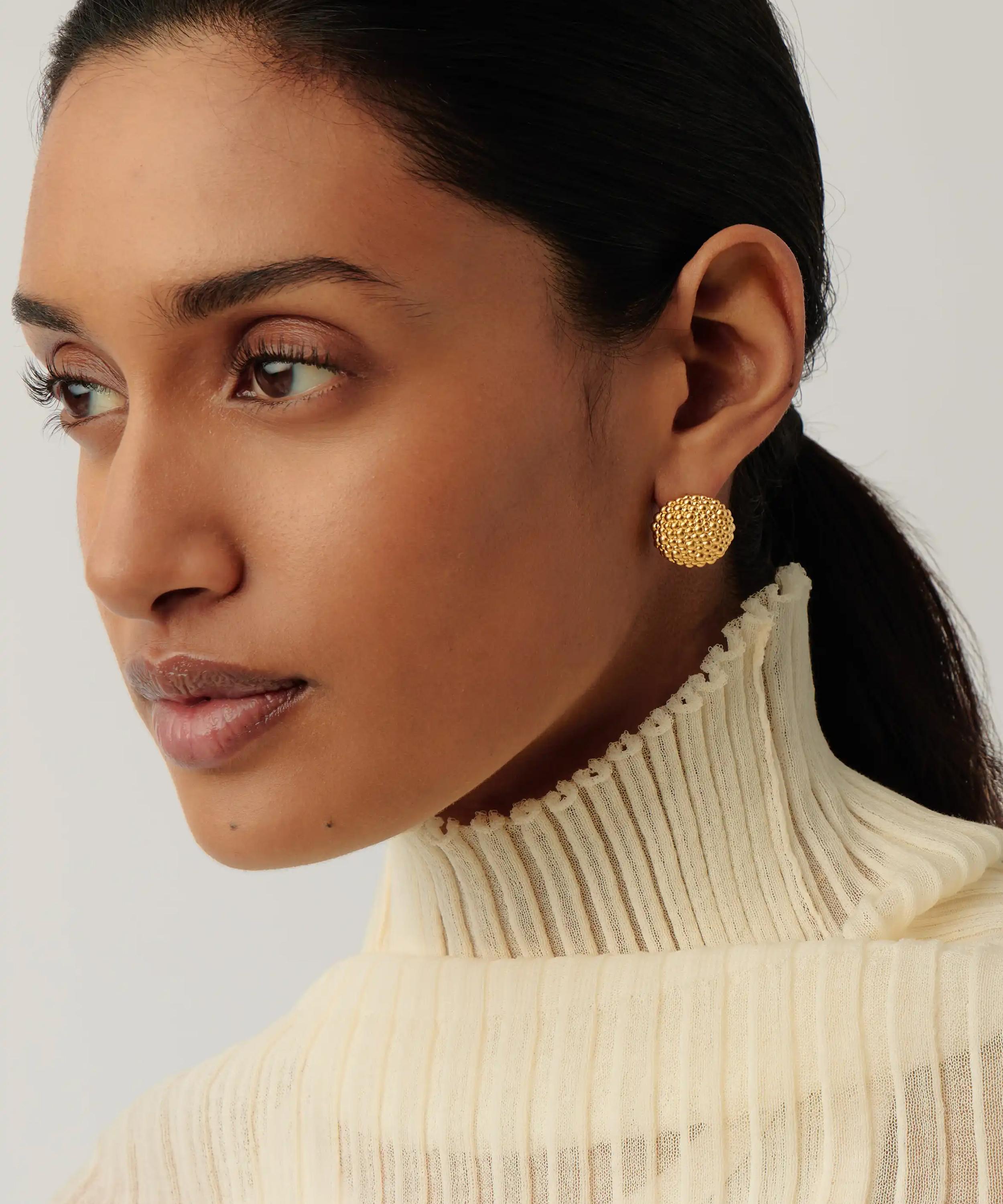 Missoma - 18ct Gold-Plated Baya Dome Stud Earrings image number 1