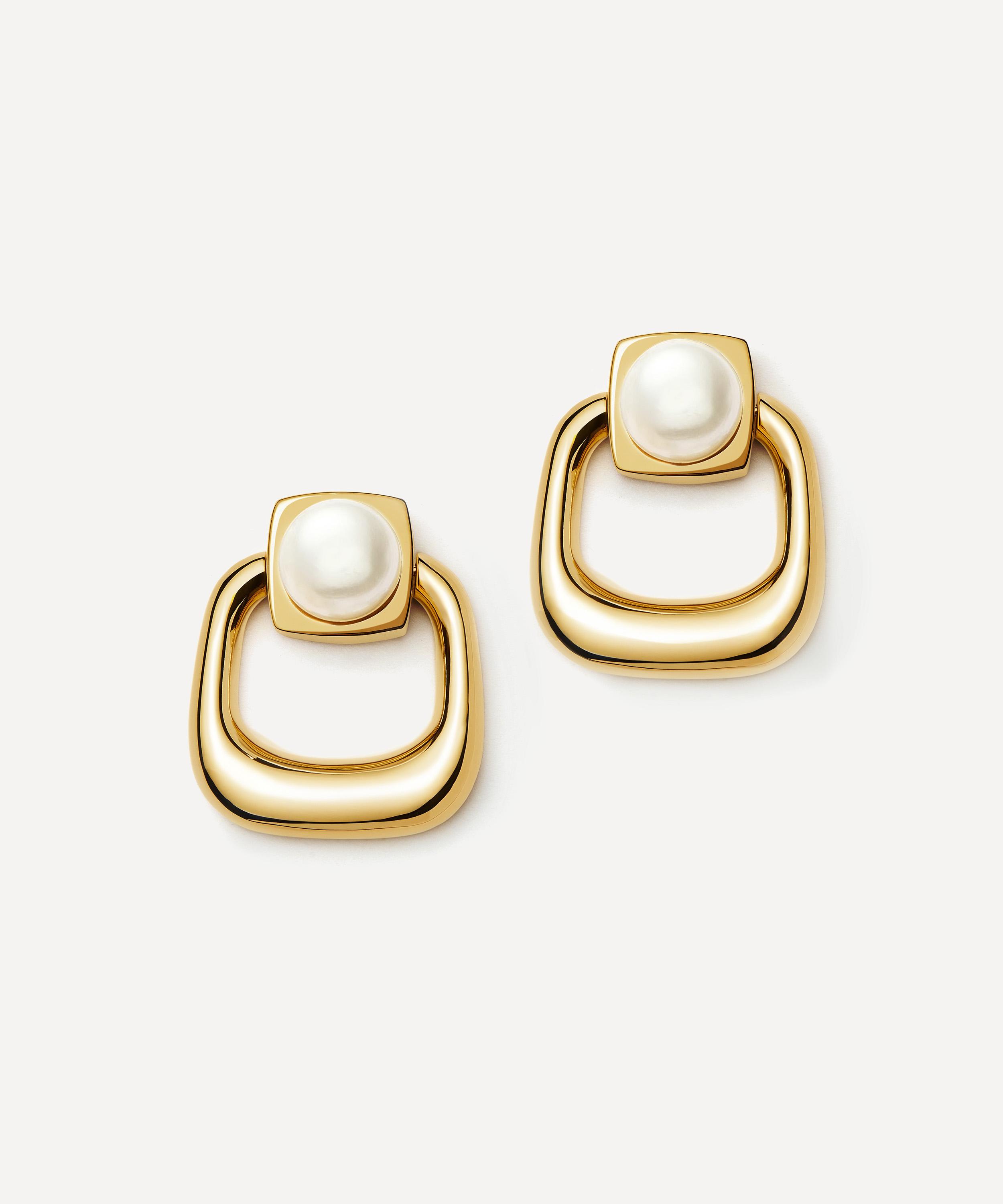 Missoma - 18ct Gold-Plated Button Pearl Statement Stud Earrings