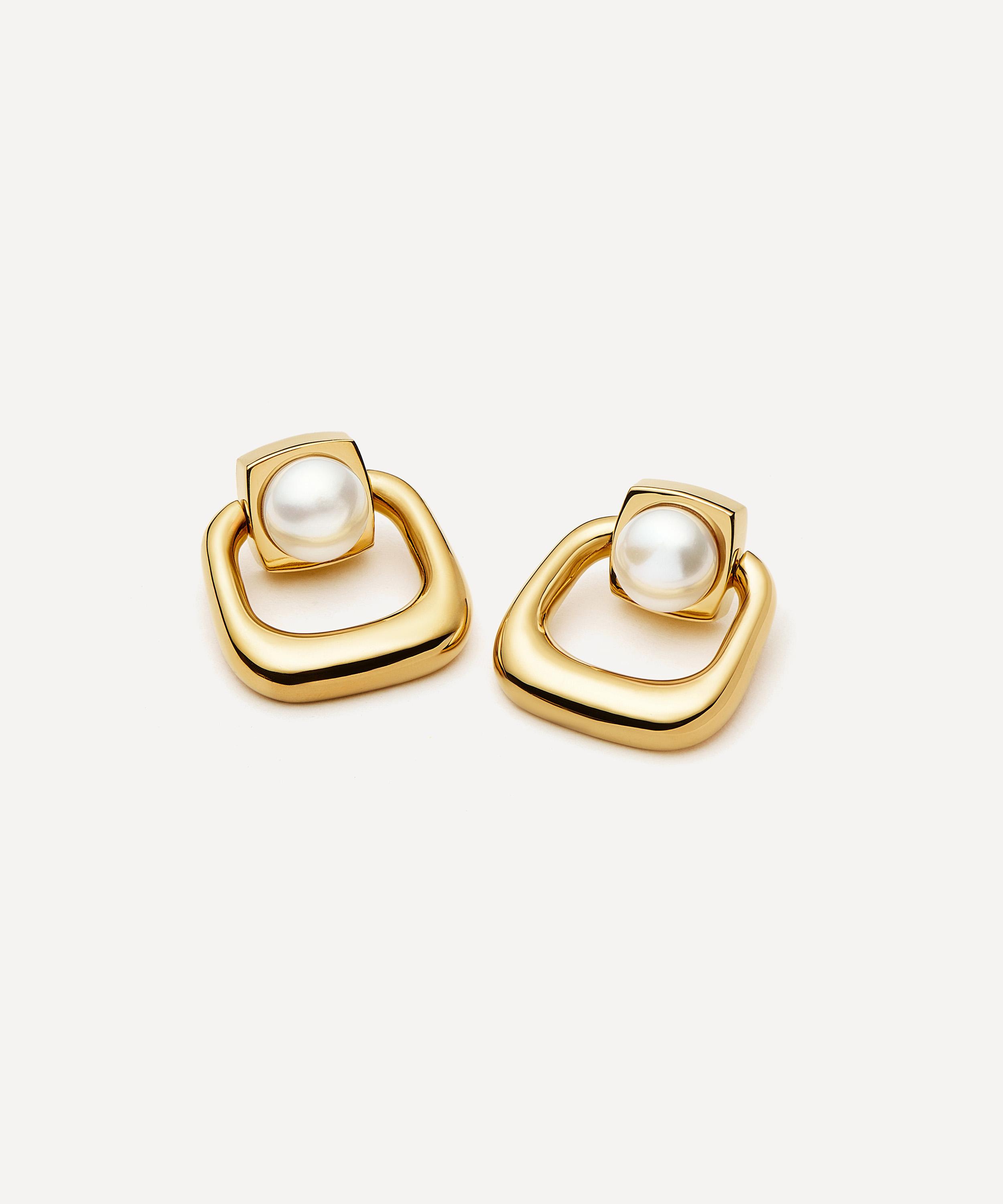 Missoma - 18ct Gold-Plated Button Pearl Statement Stud Earrings image number 2