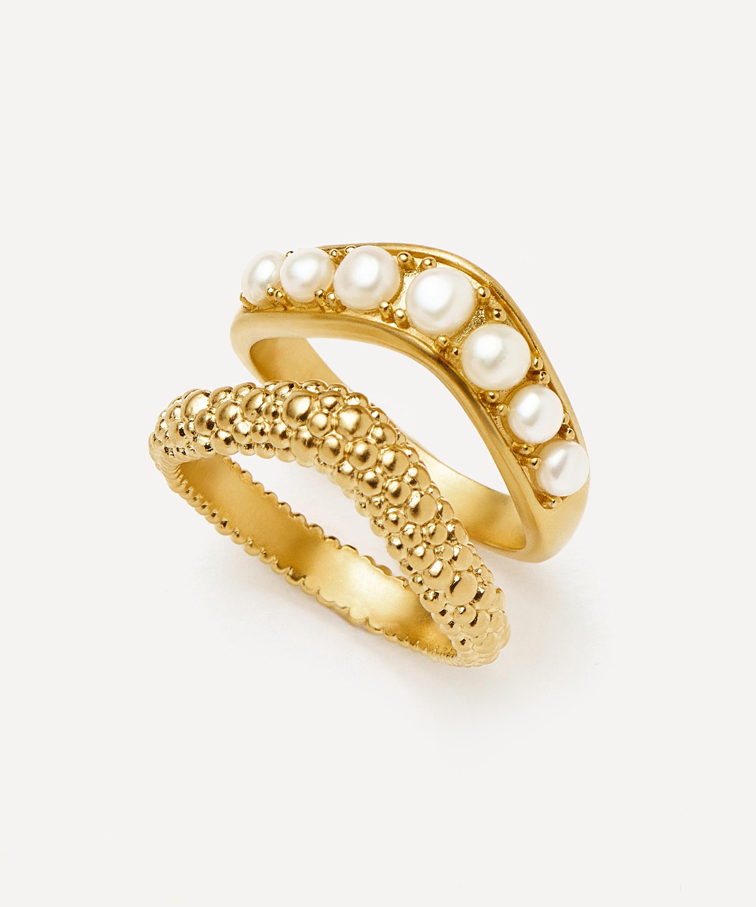 Missoma - 18ct Gold-Plated Baya Pearl Stacking Ring Set