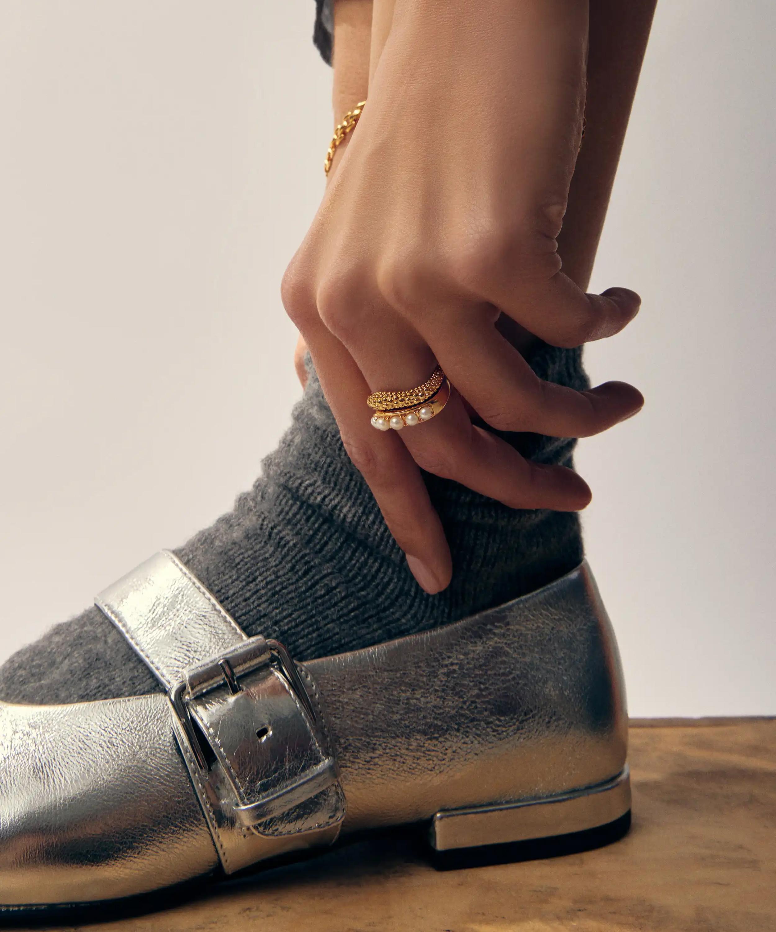 Missoma - 18ct Gold-Plated Baya Pearl Stacking Ring Set image number 1