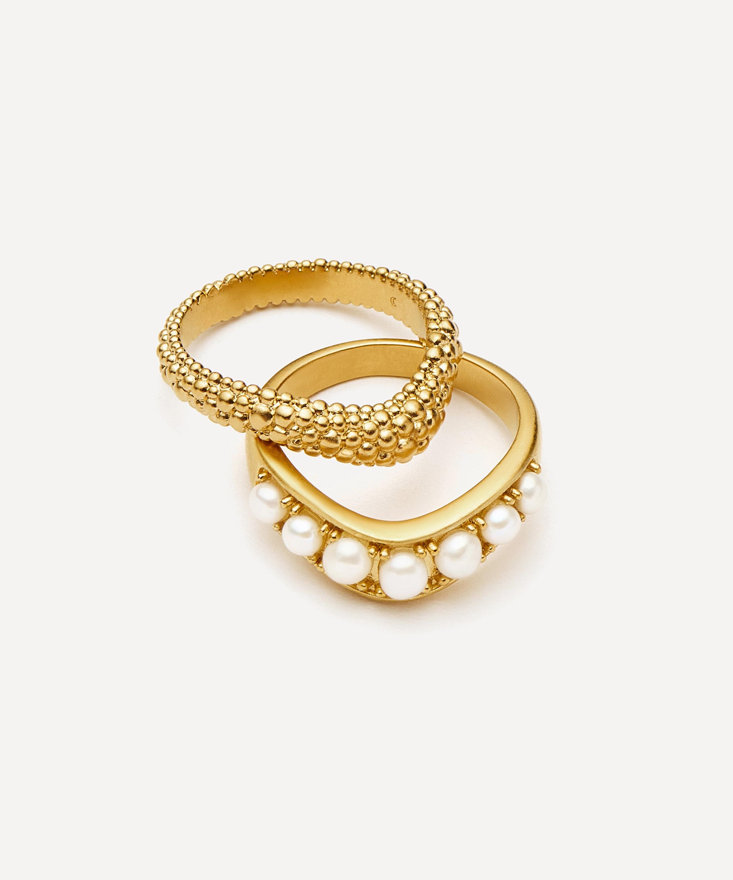 Missoma - 18ct Gold-Plated Baya Pearl Stacking Ring Set image number 2