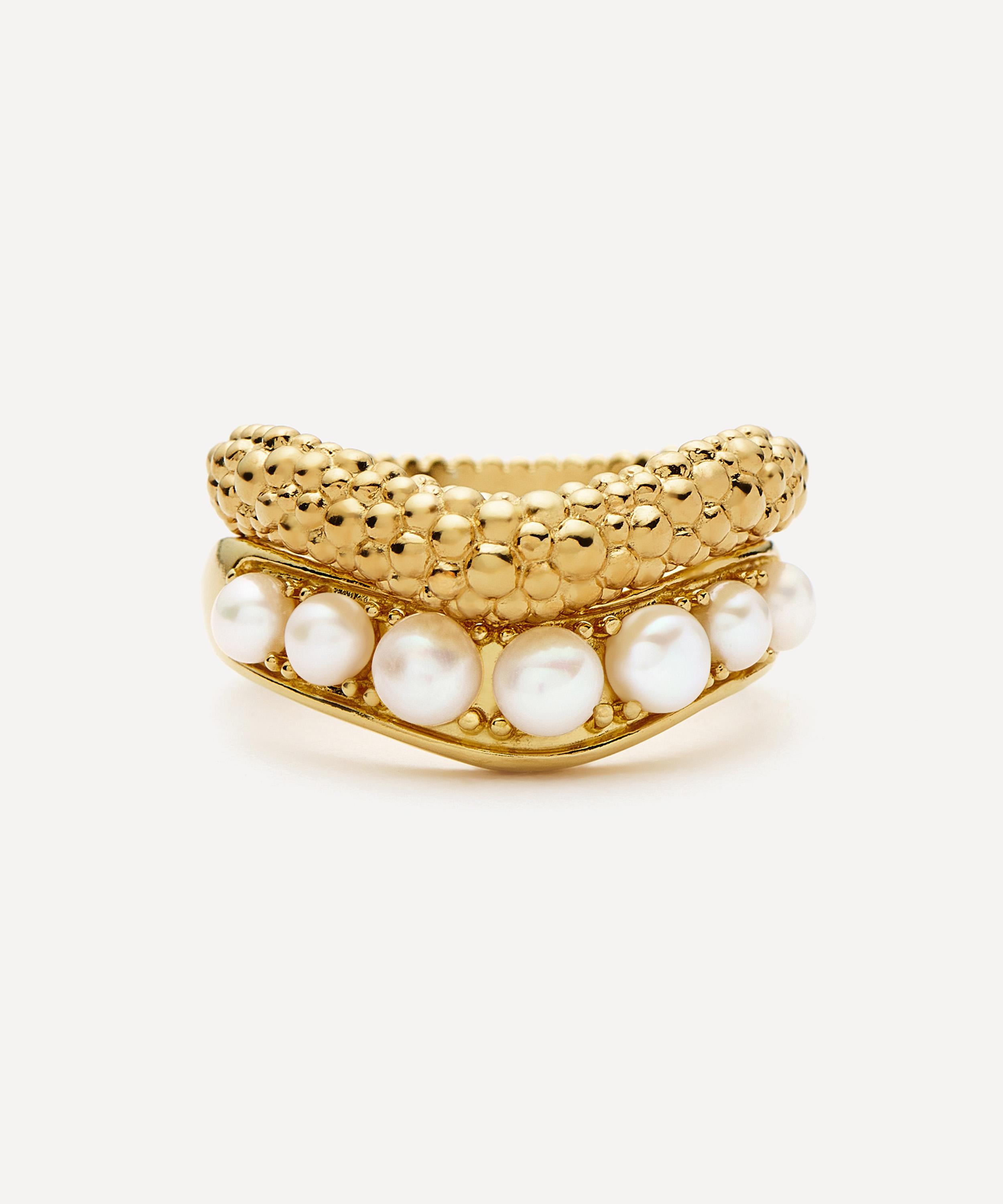 Missoma - 18ct Gold-Plated Baya Pearl Stacking Ring Set image number 3