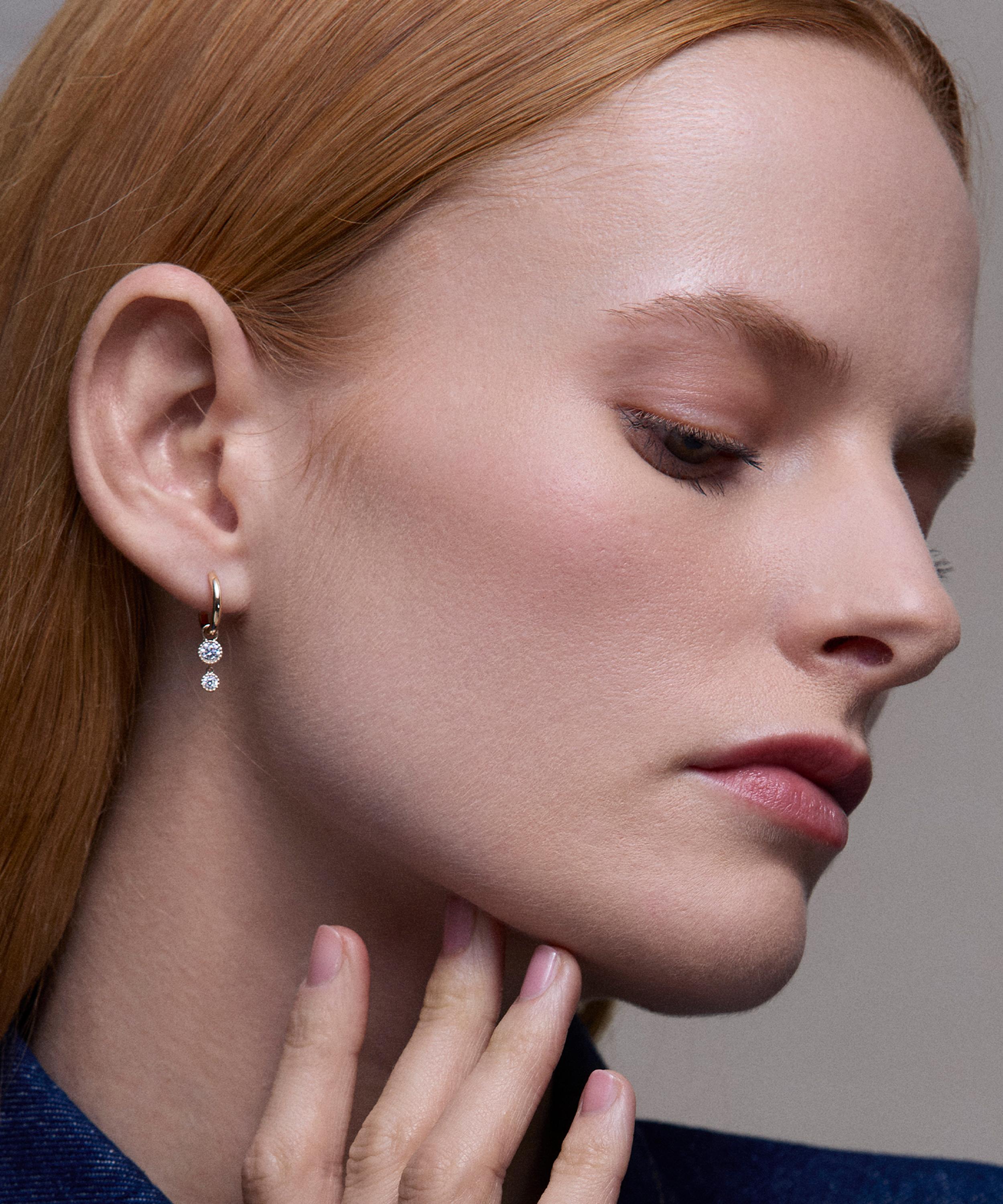 Dinny Hall - 9ct Gold Lab-Grown Diamond Double Charm Drop Hoop Earrings image number 1