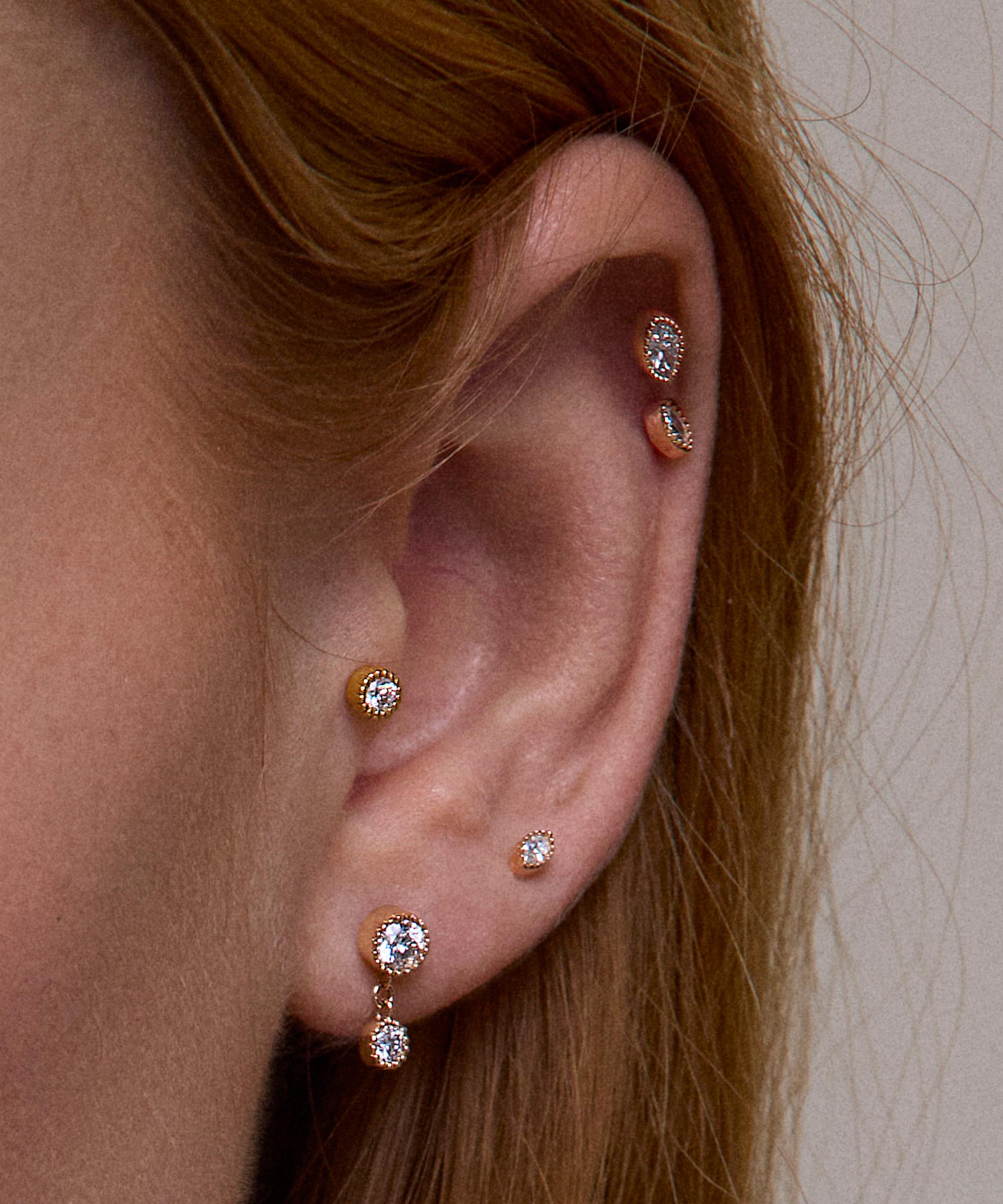 Dinny Hall - 9ct Gold Lab-Grown Diamond Double Charm Drop Stud Earrings image number 1