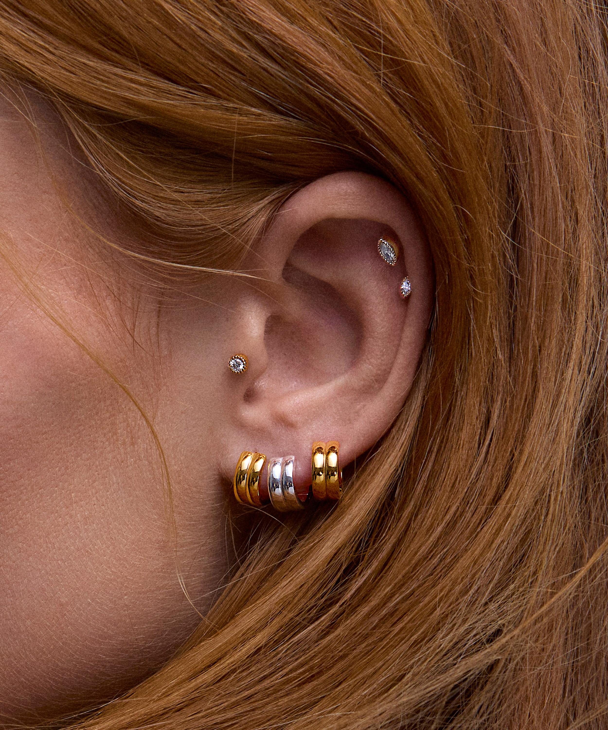 Dinny Hall - Sterling Silver Iceni Warrior Huggie Hoop Earrings image number 1