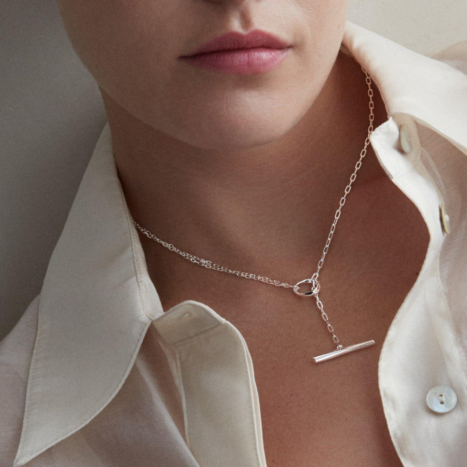 Dinny Hall - Sterling Silver Wave Double Link Necklace image number 0
