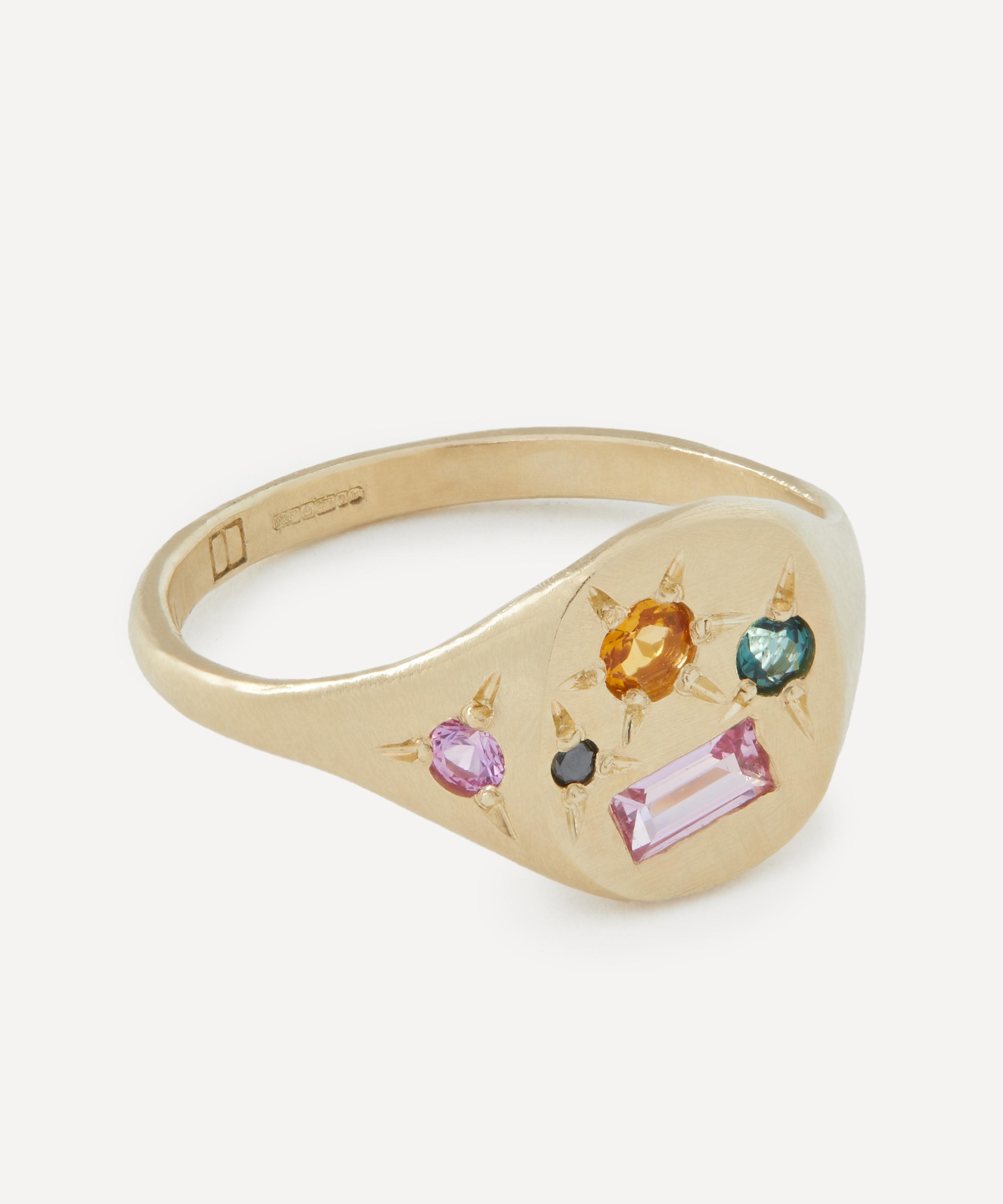 Seb Brown - 9ct Gold Teal Neapolitan Ring image number 1