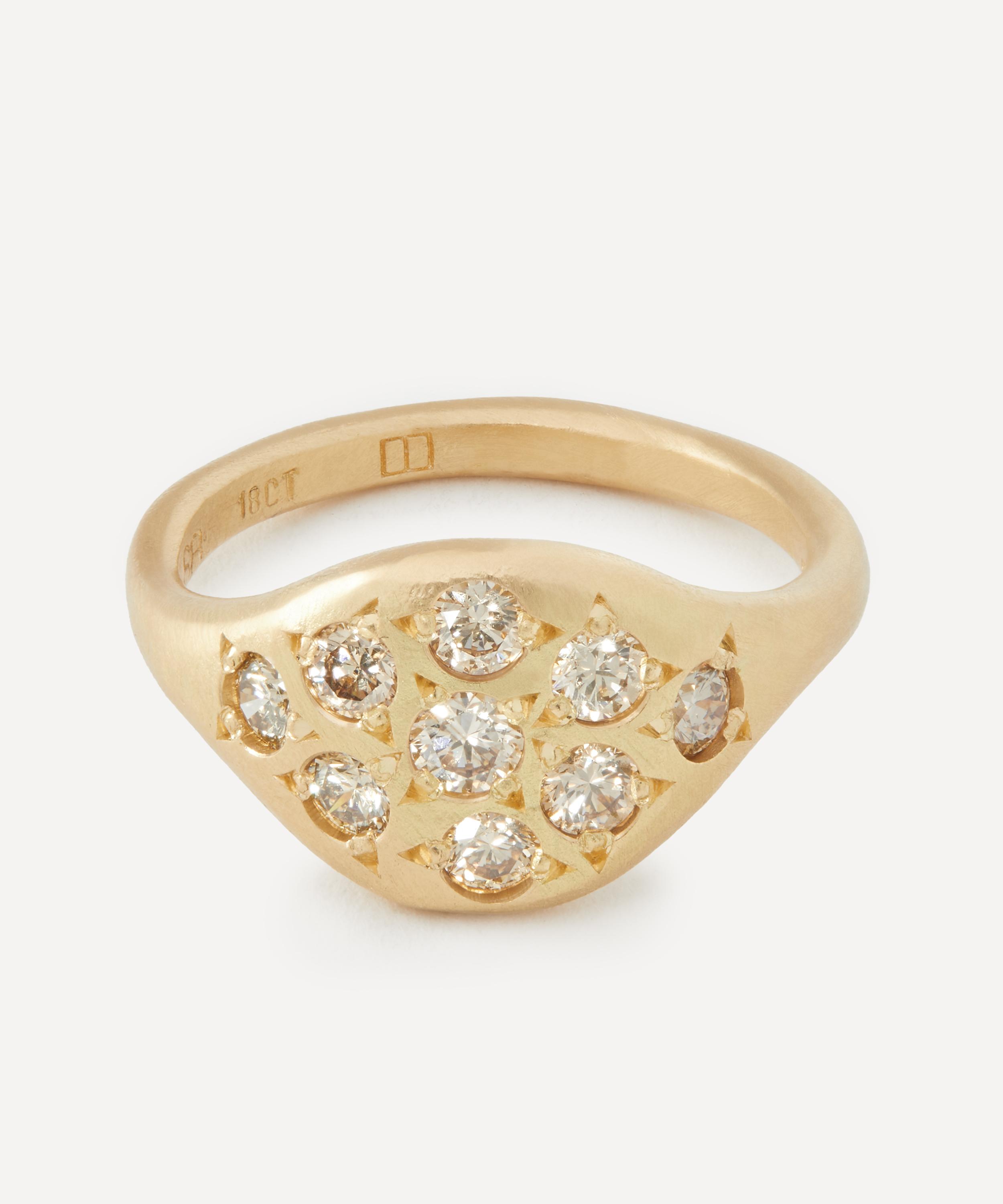 Seb Brown - 18ct Gold Spider Eye Champagne Diamond Ring image number 0